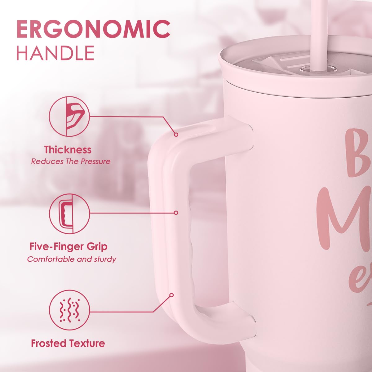 Gift for Mom - Best Mom Stainless Steel Tumbler with Handle, Travel Coffee Mug for Moms - Gifts for Birthday Christmas Mothers D