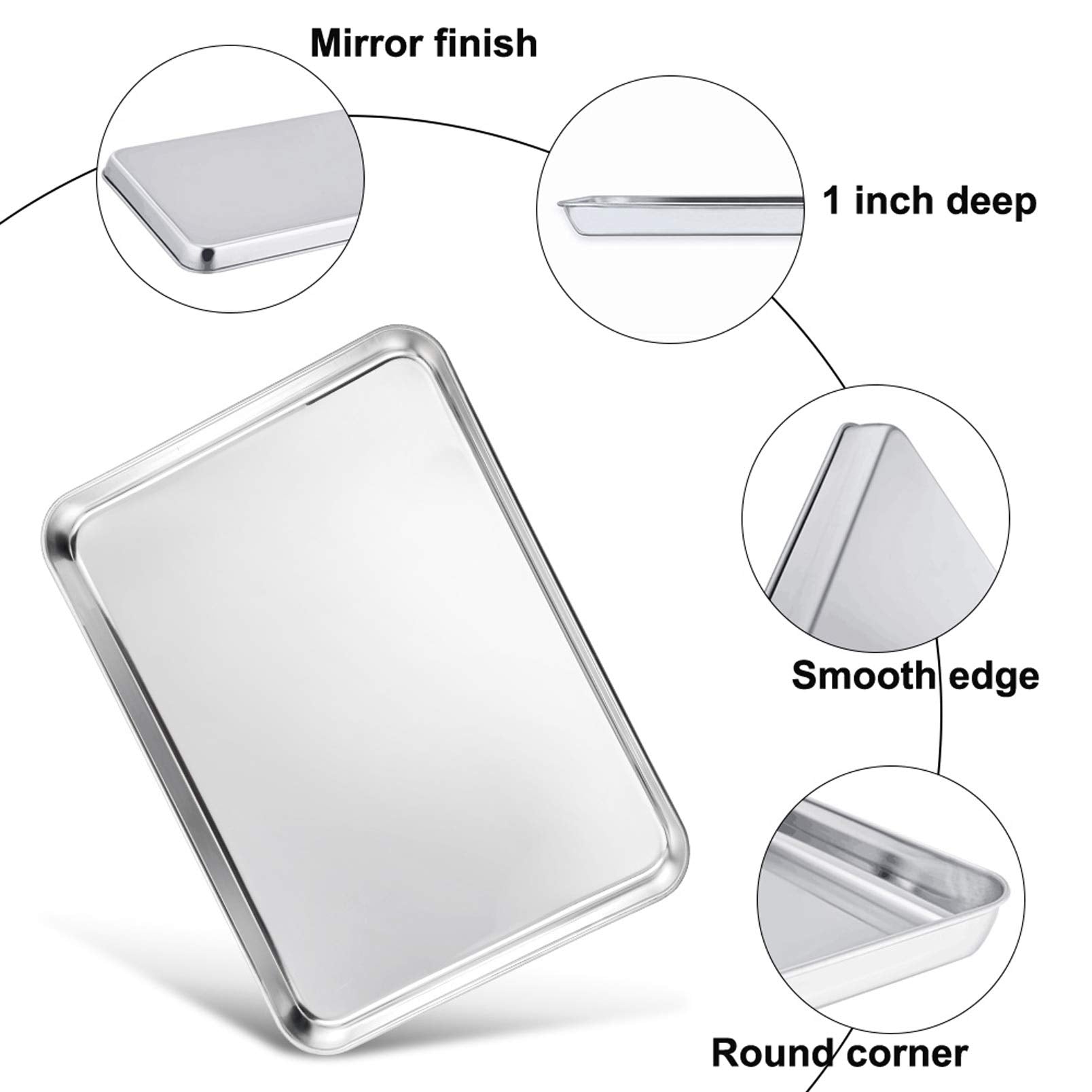 Teamfar Baking Sheet, 17.6 X 13 X 1 Stainless Steel Large Cookie Sheet Half Baking Pans, Non-Toxic & Healthy, Easy Clean & Dishw