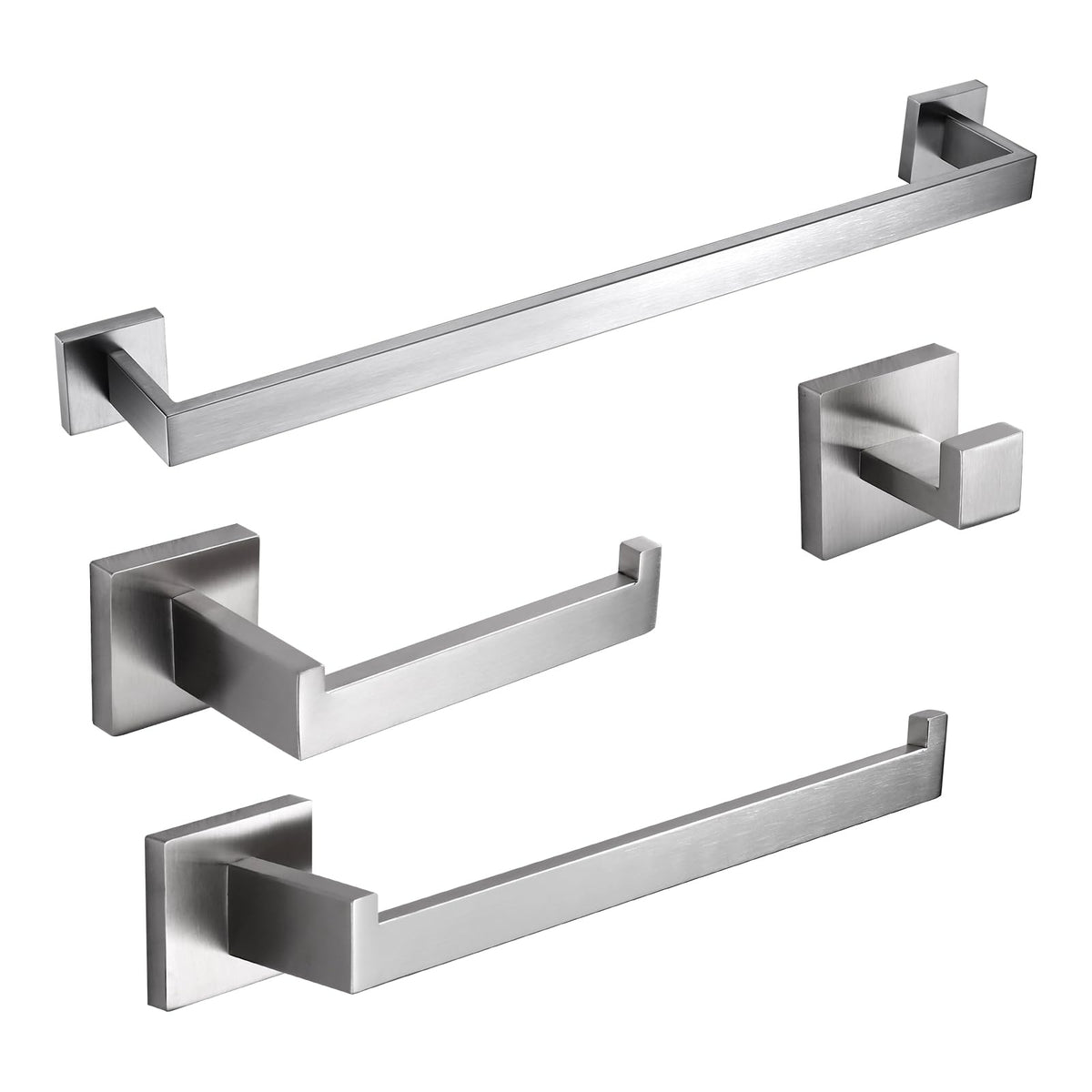 Bagnolux Brushed Nickel Bathroom Accessories Set, Stainless Steel 4-Piece Wall Mounted Bath Towel Bar Set Heavy Duty, 23.6 Inch