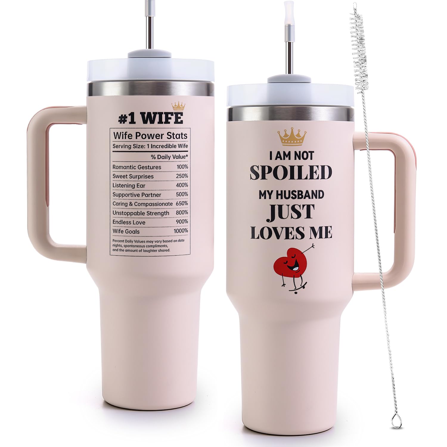 VoziSpace Gifts for Wife from Husband, Wife Tumbler with Handle 40oz - Wife Birthday Gifts Travel Coffee Cup - Mothers Day Anniv