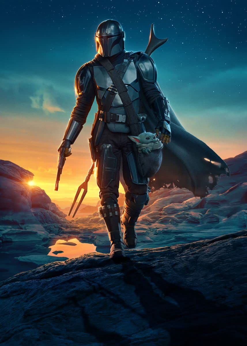 Displate - Metal Poster - Star Wars - Mandalorian Season 2 Trailer Art - Mandalorian Season 2 Poster - Size M - 17.7X12.6 Inch (