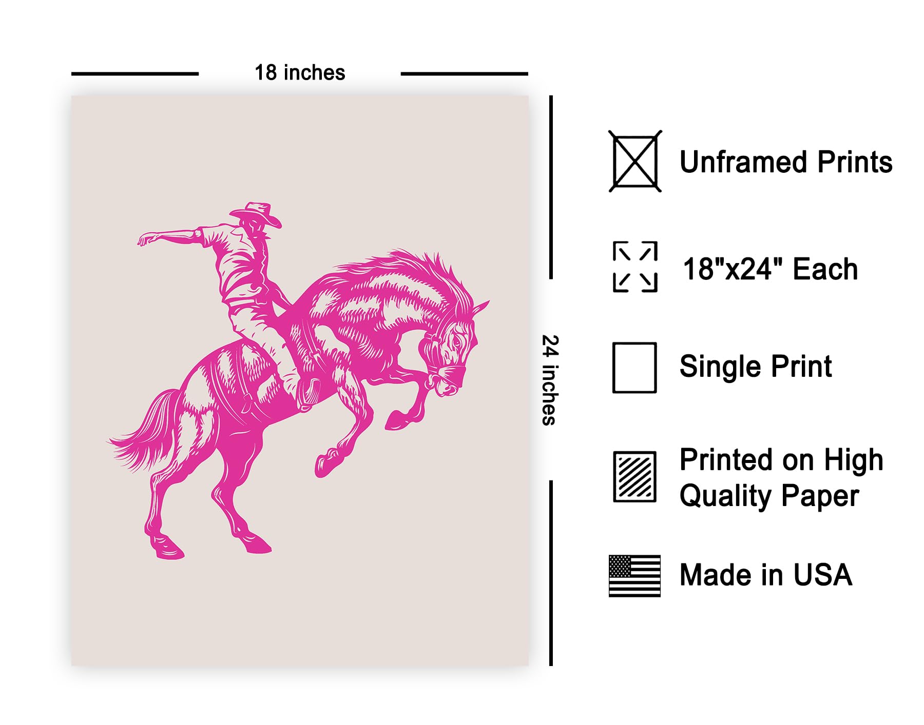Poster Master Skeleton Cowboy Poster - Retro Pink Skeleton Horse Print - Western Art - Rodeo Art - Wild West Art - Gift For Him