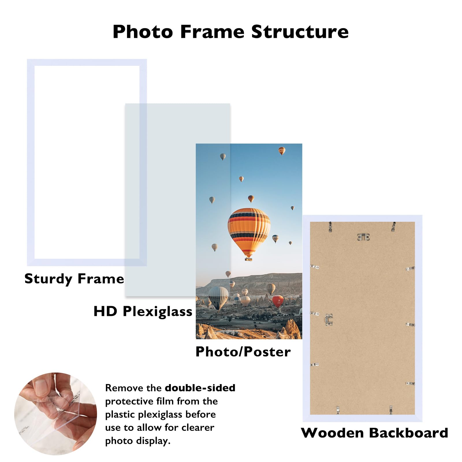 JCJMY 12x24 Picture Frame White for Poster Photo Picture, Horizontal and Vertical Formats for Wall Hanging, 12 x 24 Wall Gallery