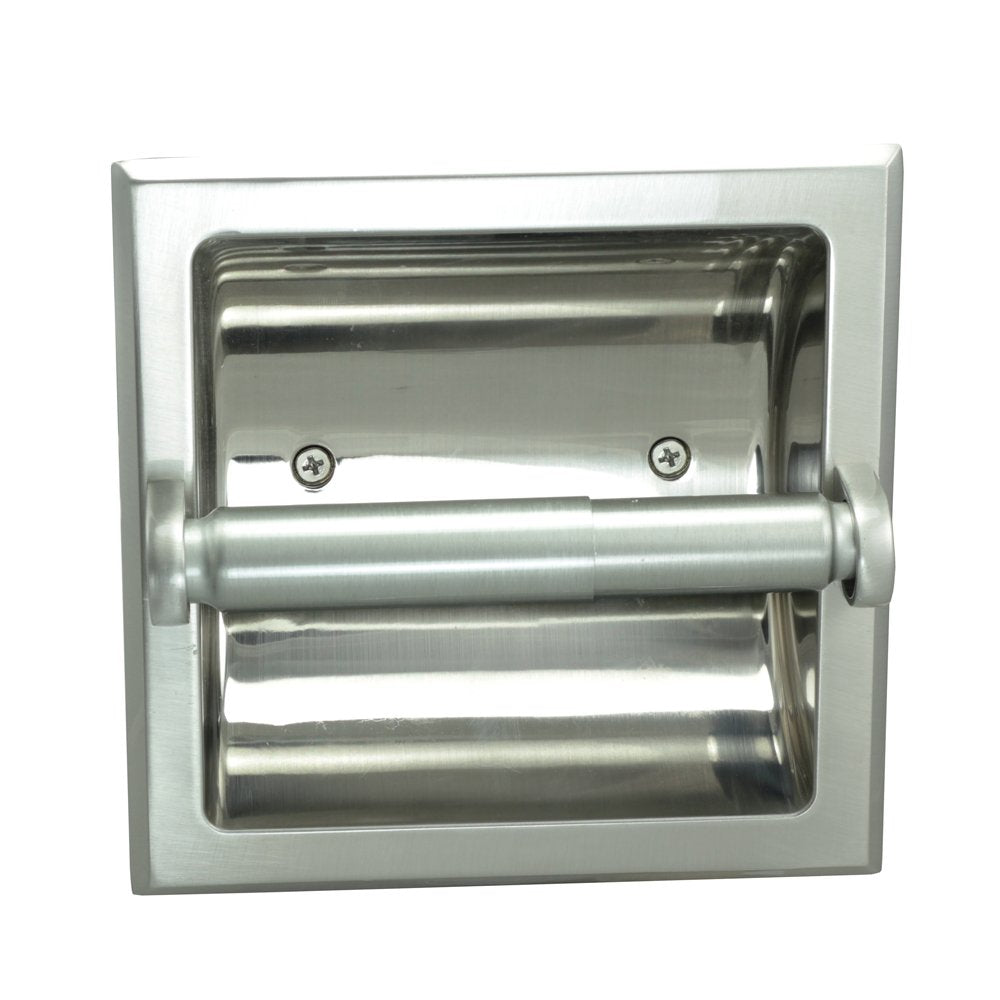 Designers Impressions Satin Nickel Recessed Toilet/Tissue Paper Holder All Metal Contruction - Mounting Bracket Included