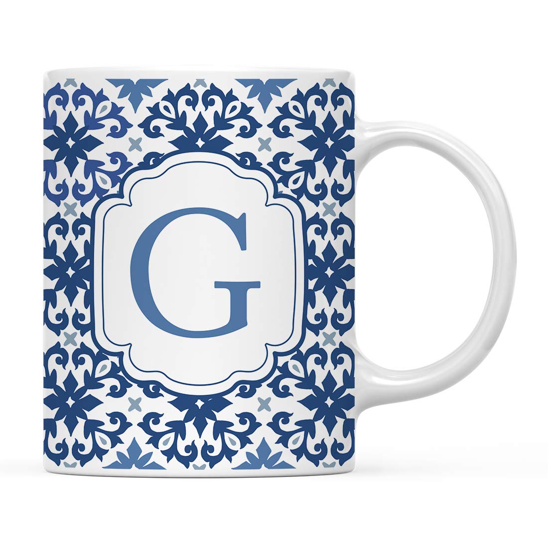 Andaz Press 11oz. Ceramic Coffee Tea Mug Gift, Moroccan Monogram Initial Letter G, 1-Pack, for Her, Birthday Christmas Ideas, Mo