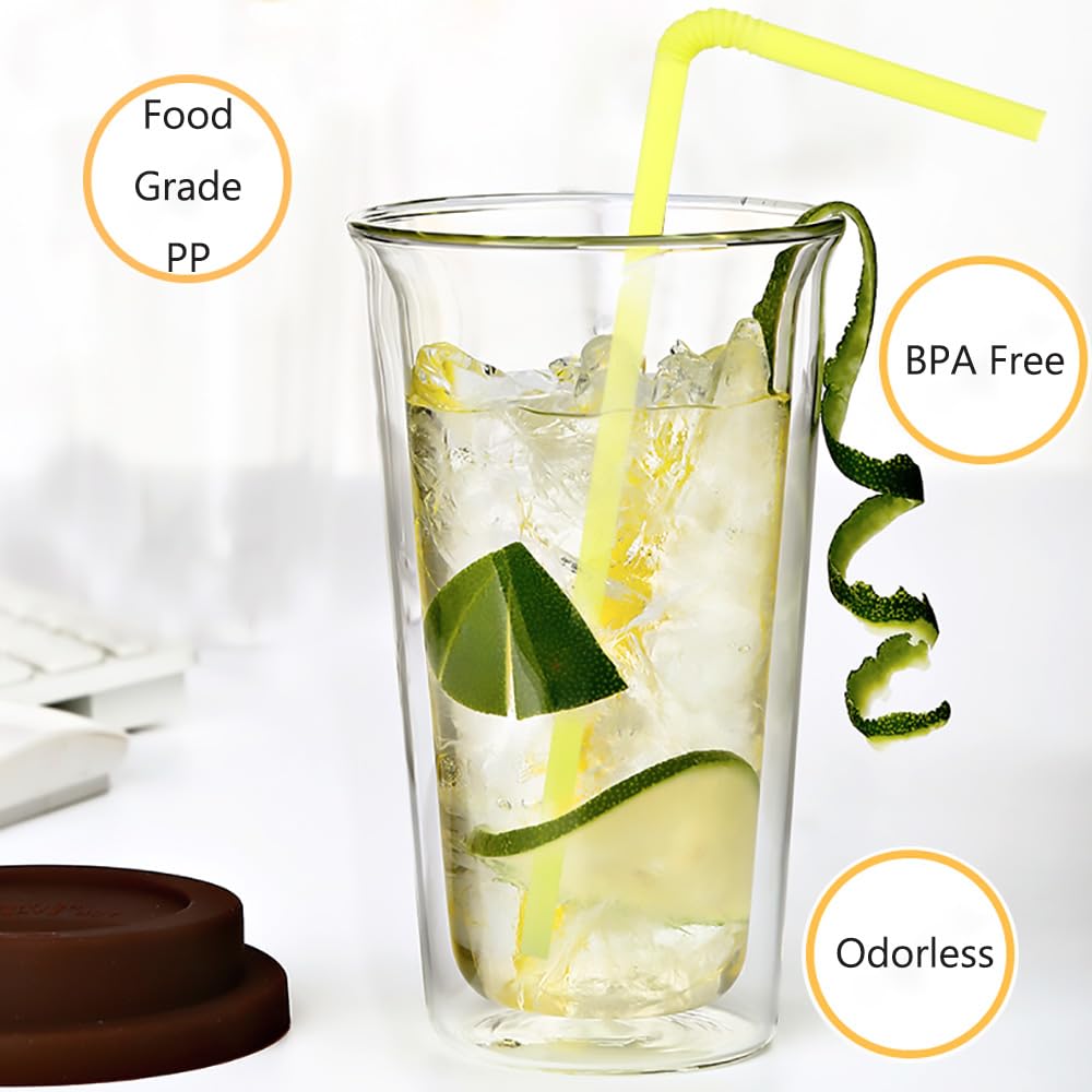 Foreverie Flexible Drinking Straws Bendable, 500 Pcs Value Pack, Caliber 5 Mm Length 21 Cm (8.27 Inches), Plastic, Assorted Pure