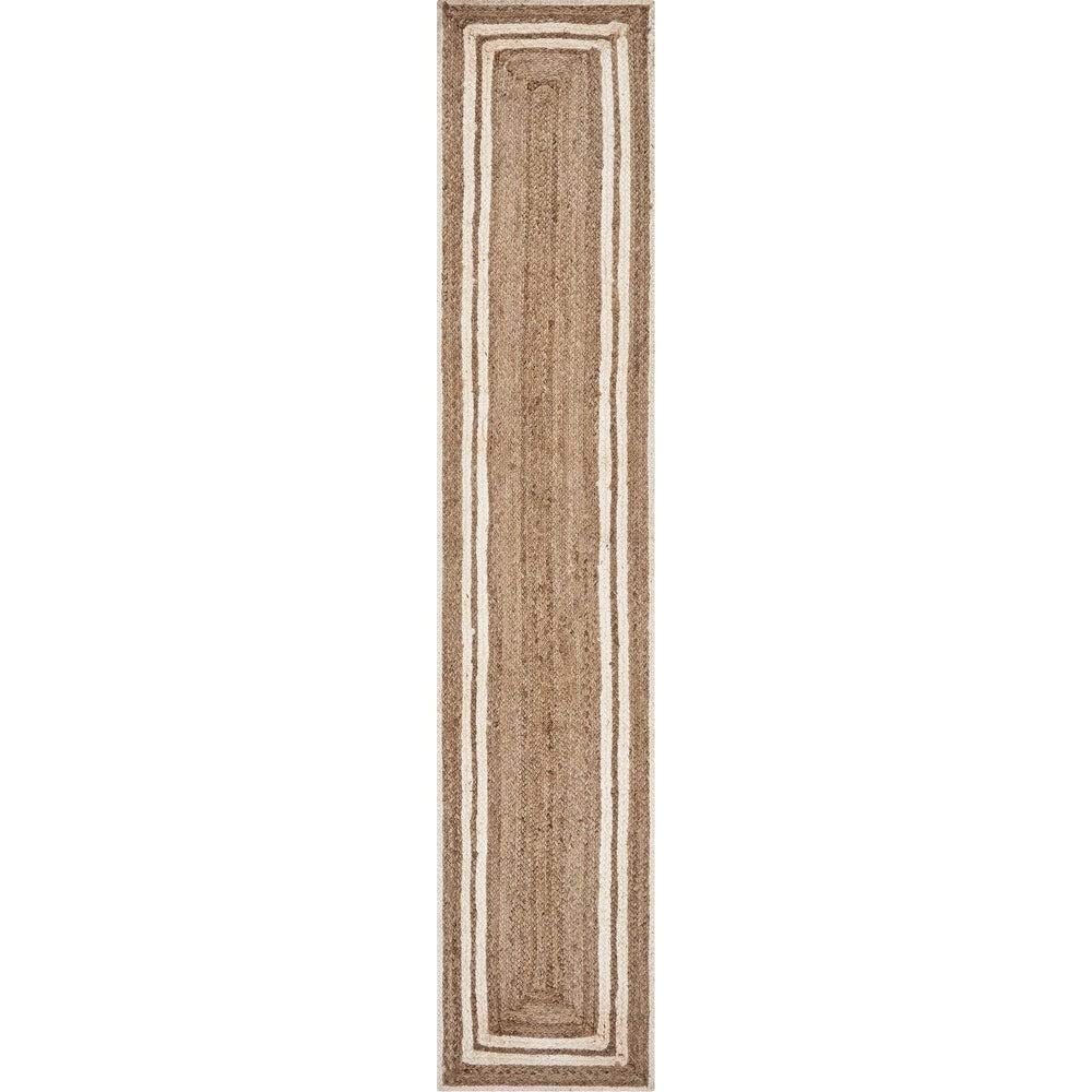 AIESY Live Beautiful ! Heat Resistant Natural Jute Braided Dining Table Runner Rustic Farmhouse Decor (Beige/White, 13X36 inch 