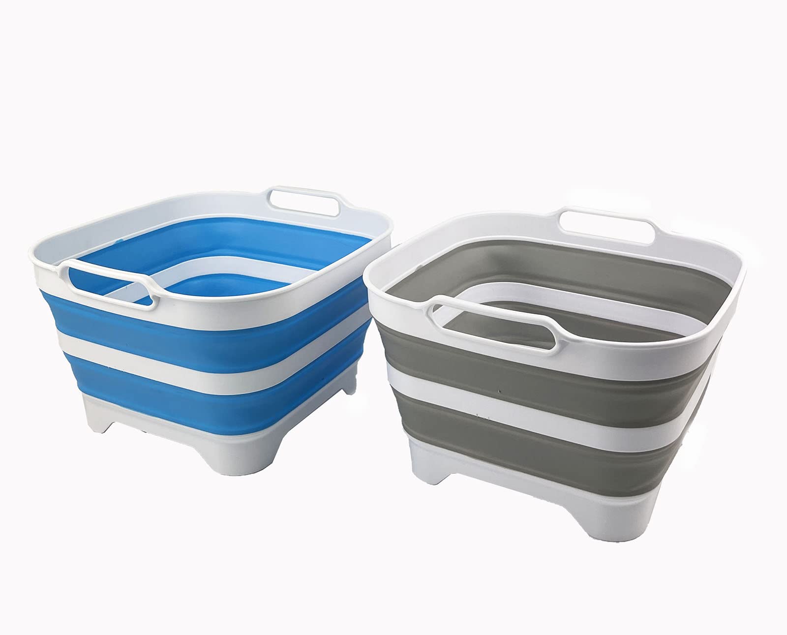 Sammart 10L (2.64 Gallon) Collapsible Dishpan With Draining Plug - Foldable Washing Basin - Portable Dish Washing Tub - Space Sa