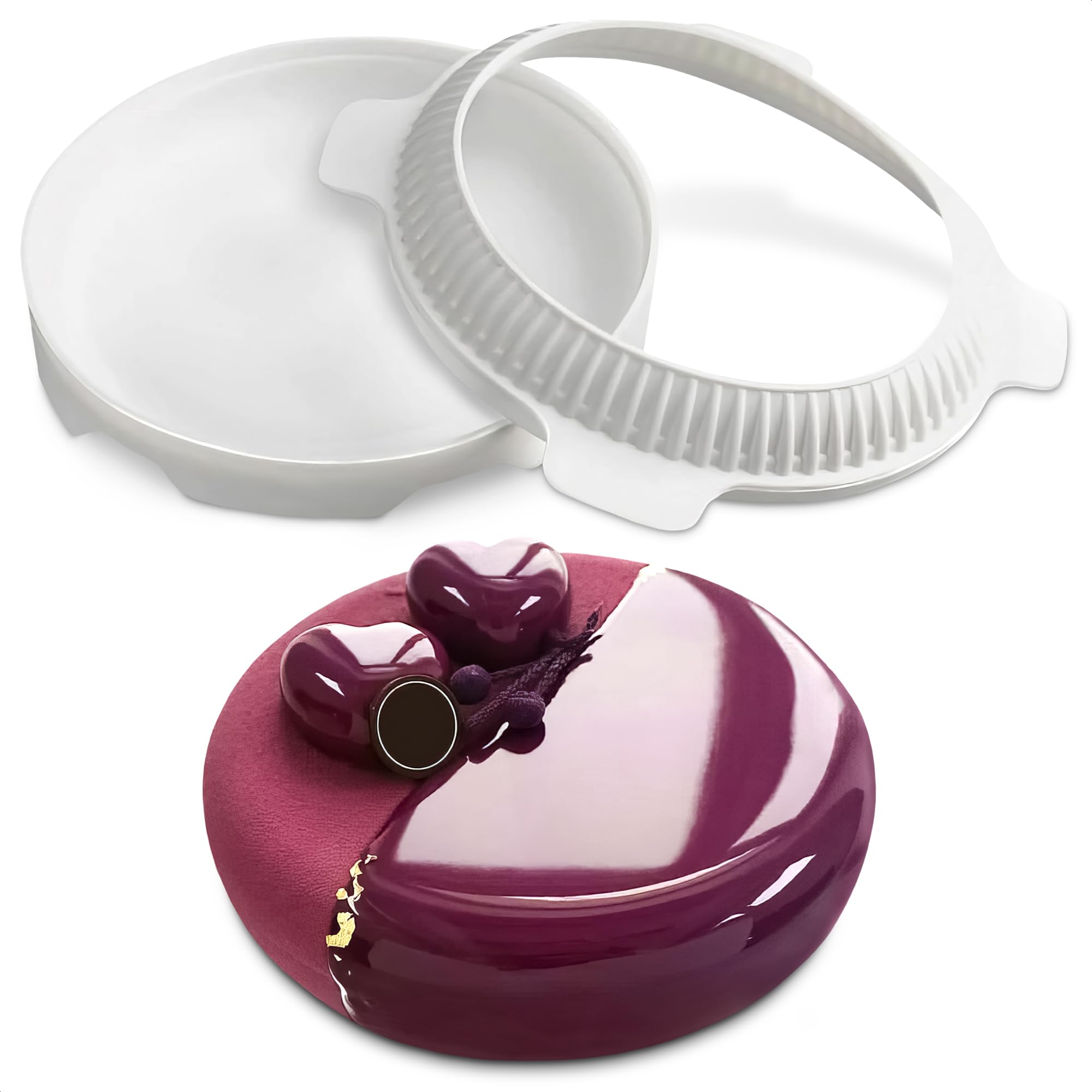 3D Silicone Cake Molds for Baking - Round Silicone Molds for Baking Mousse Cake Molds Silicone Brownie Pan with Lid Cheese Cake 
