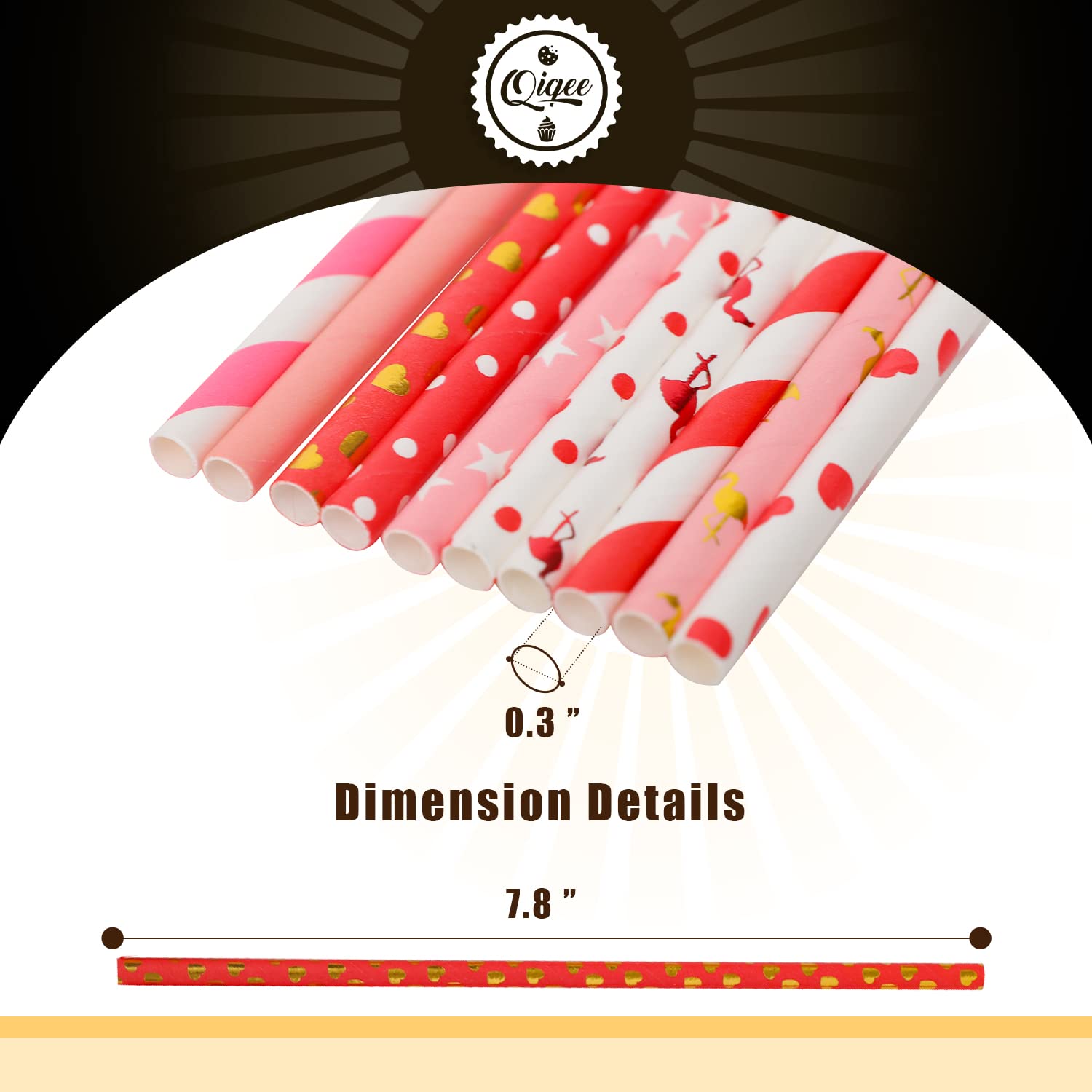 Valentine Paper Straws For Drinking Disposable Straws 150Pcs Disposable Straws Bulk?10 Pattern?Qiqee