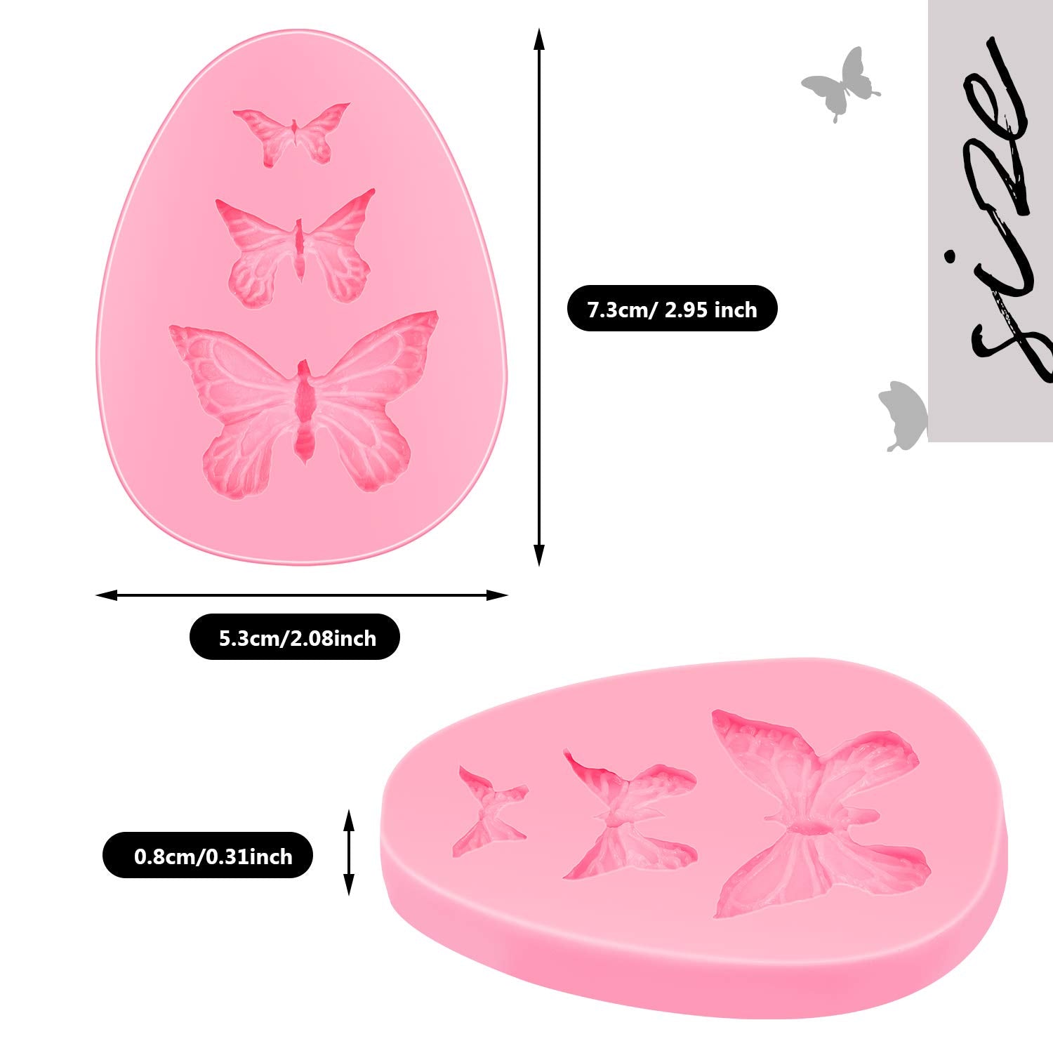 2 Pieces Butterfly Silicone Molds Mini Butterfly Fondant Cake Baking Mold Cupcake Decoration Tool Butterfly Shaped Chocolate Tra