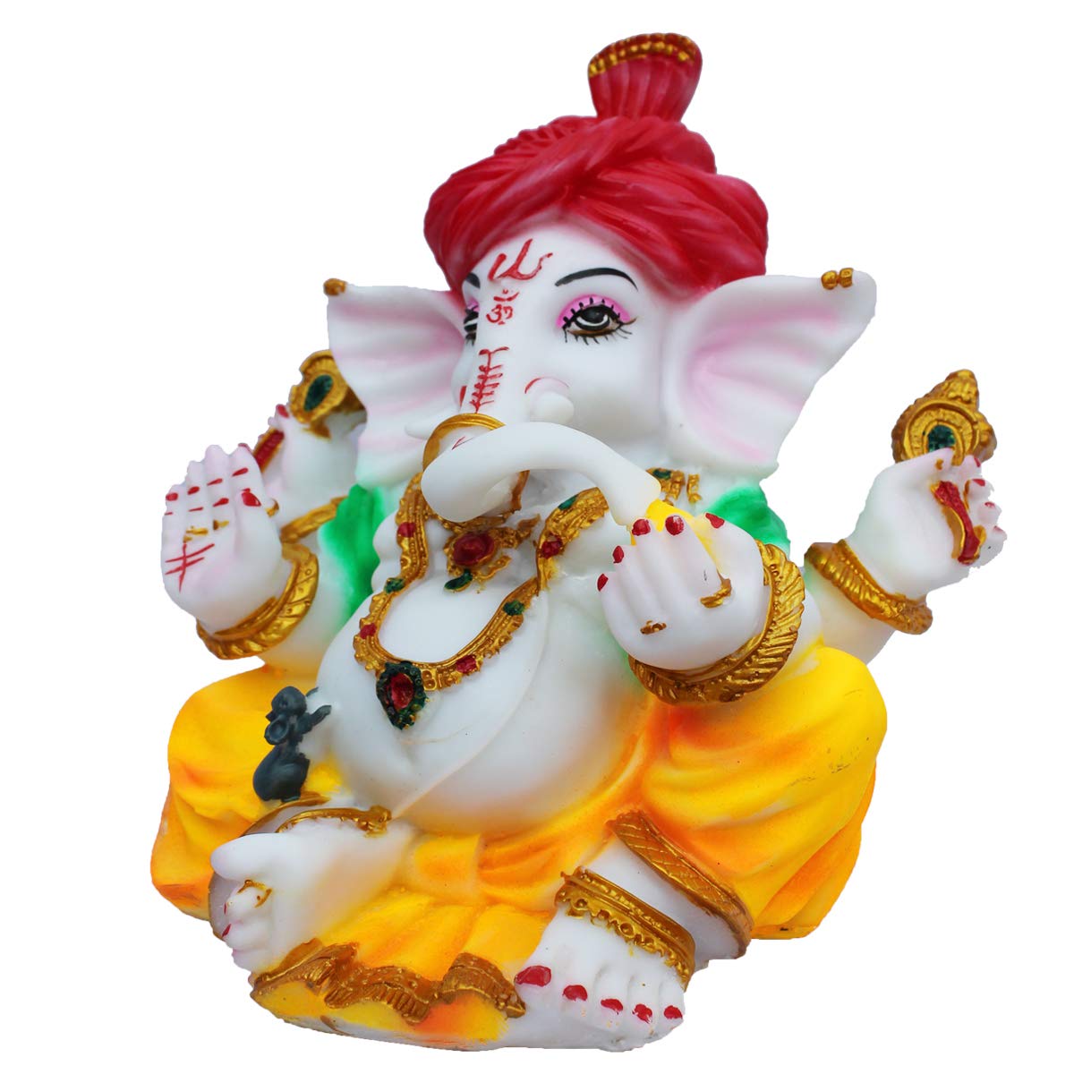 Kd Hub Lord Ganesh Idol For Home Decor & Office - Pagadi Ganesh Murti - (23 Cm) (White)(Medium Size)