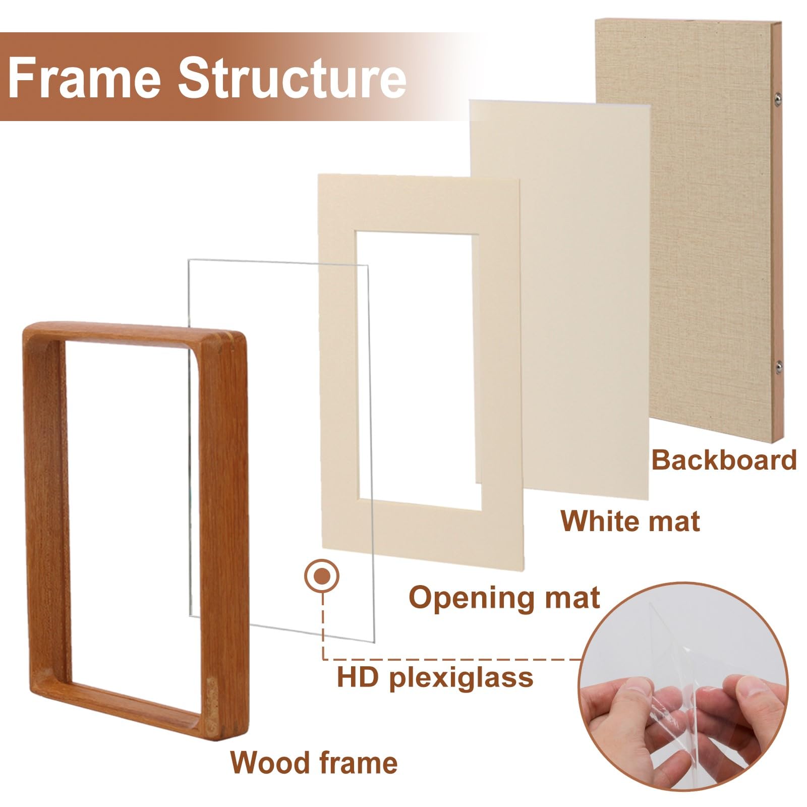 Youncewooder 3x4 Picture Frame with 2x3 Mat - Solid Teak Wood small Cute Frame, Wall & Tabletop Display for Family Photos & Wedd