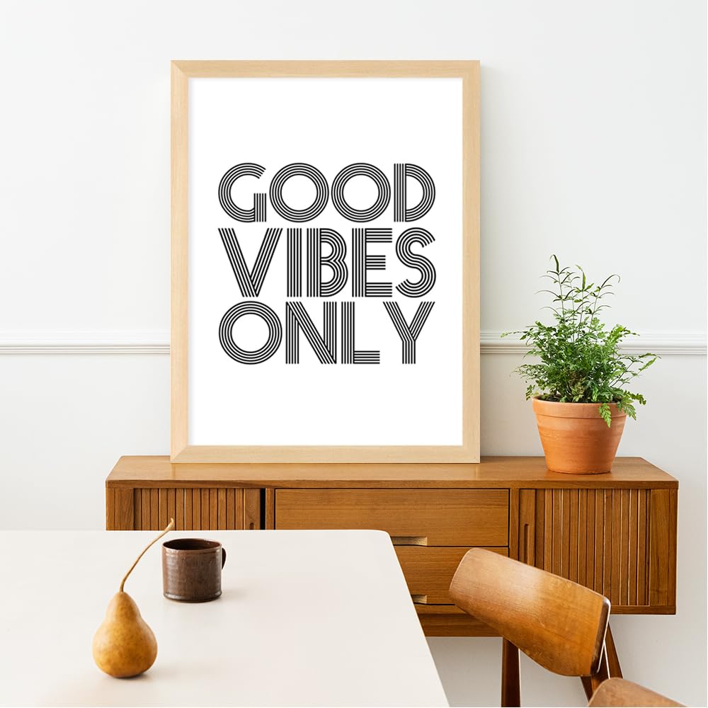 COLOSSAL ART HOUSE Good Vibes Only Motivational Quote Poster Frame for Home, Office and Study Room Wall Dcor - Portrait, Wall Di