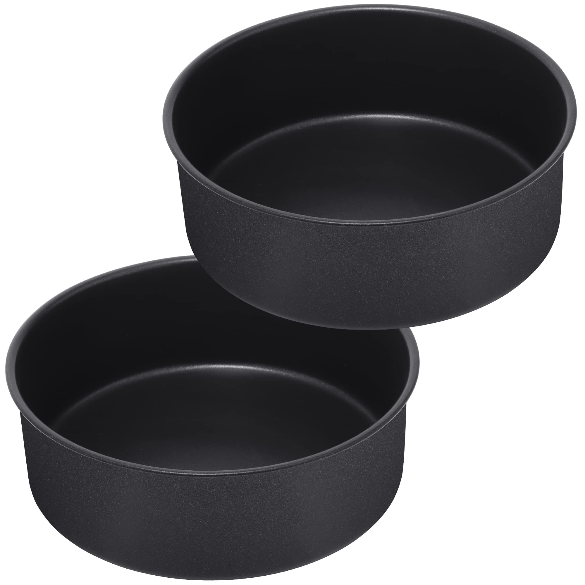 Teamfar 8 X 3 Inch Cake Pan Set, 2 Pcs Stainless Steel Black Non-Stick Coating Baking Round Cake Pan For Birthday Wedding Layer