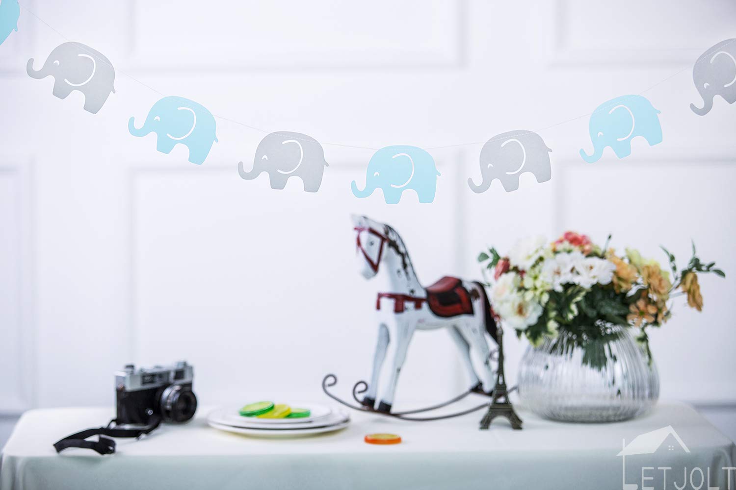 Blue Elephant Garland Baby Shower Bunting Decorations Boy Party Birthday Party Supplies Baby Nursery Classroom Decorations Gende