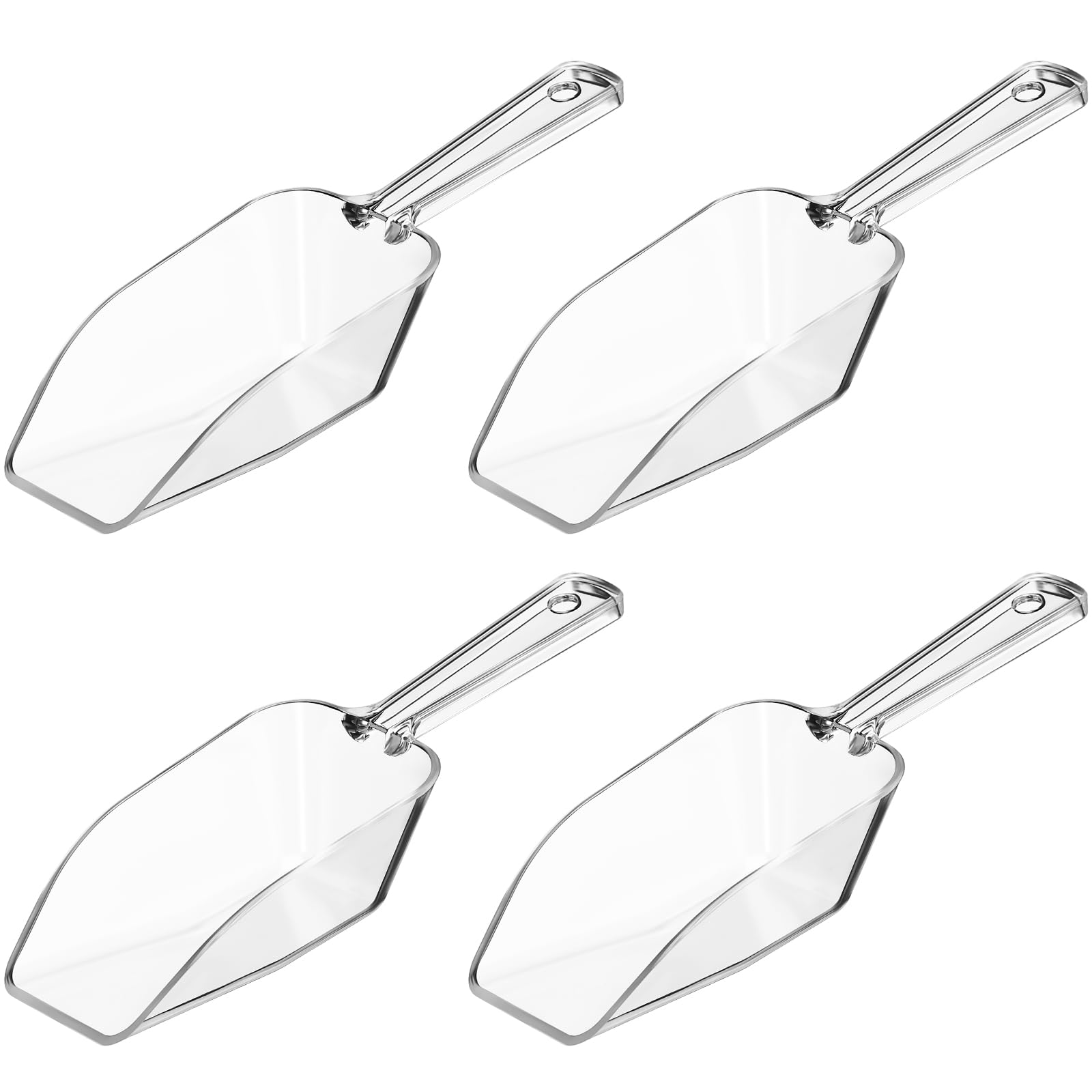 Multi-Purpose Plastic Clear Kitchen Scoops, Ice Scoop For Weddings, Candy Dessert Buffet, Ice Cream, Coffee, Tea (4)