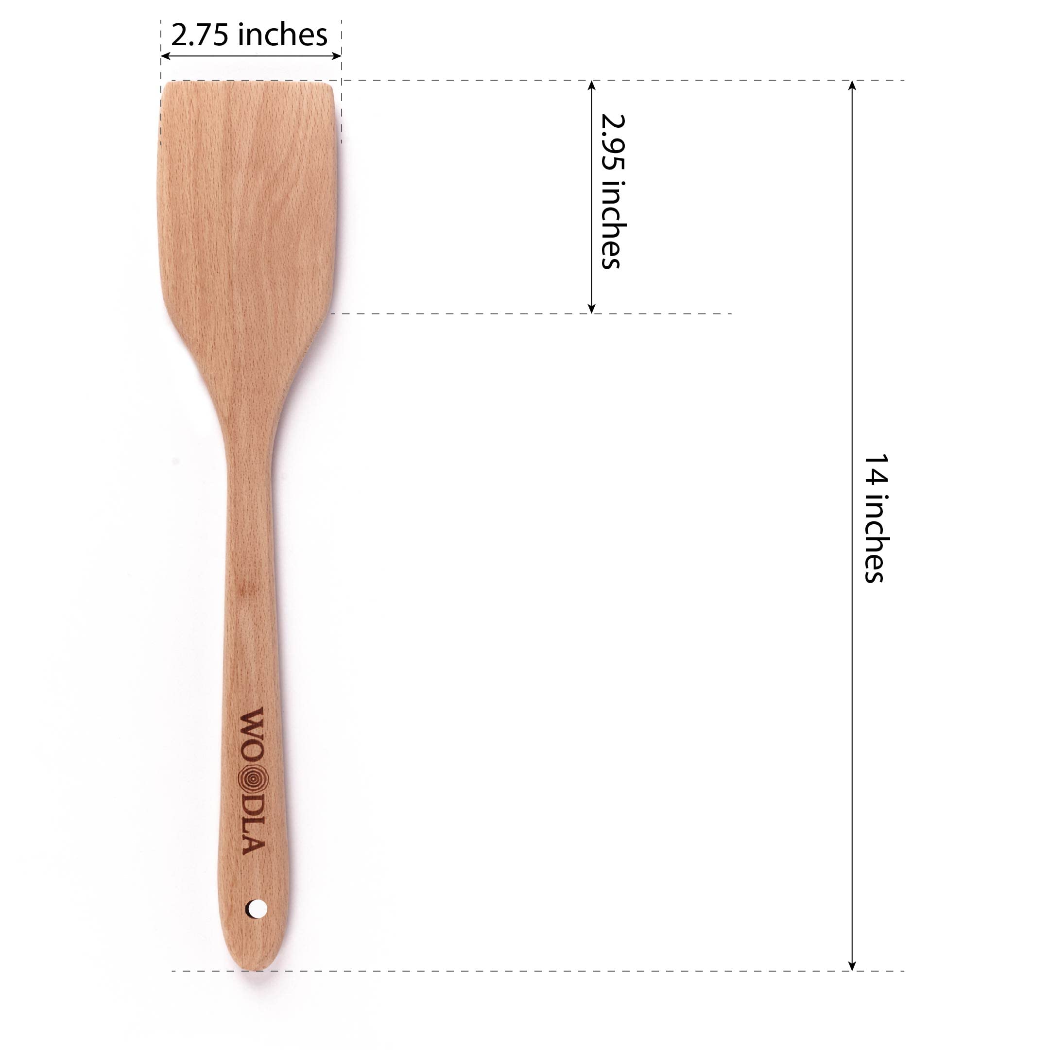 WOODLA 14-Inch Wooden Spatula, Heat-Resistant Beechwood Turner for Non-Stick Cookware, Kitchen Utensil, Model Spatula01