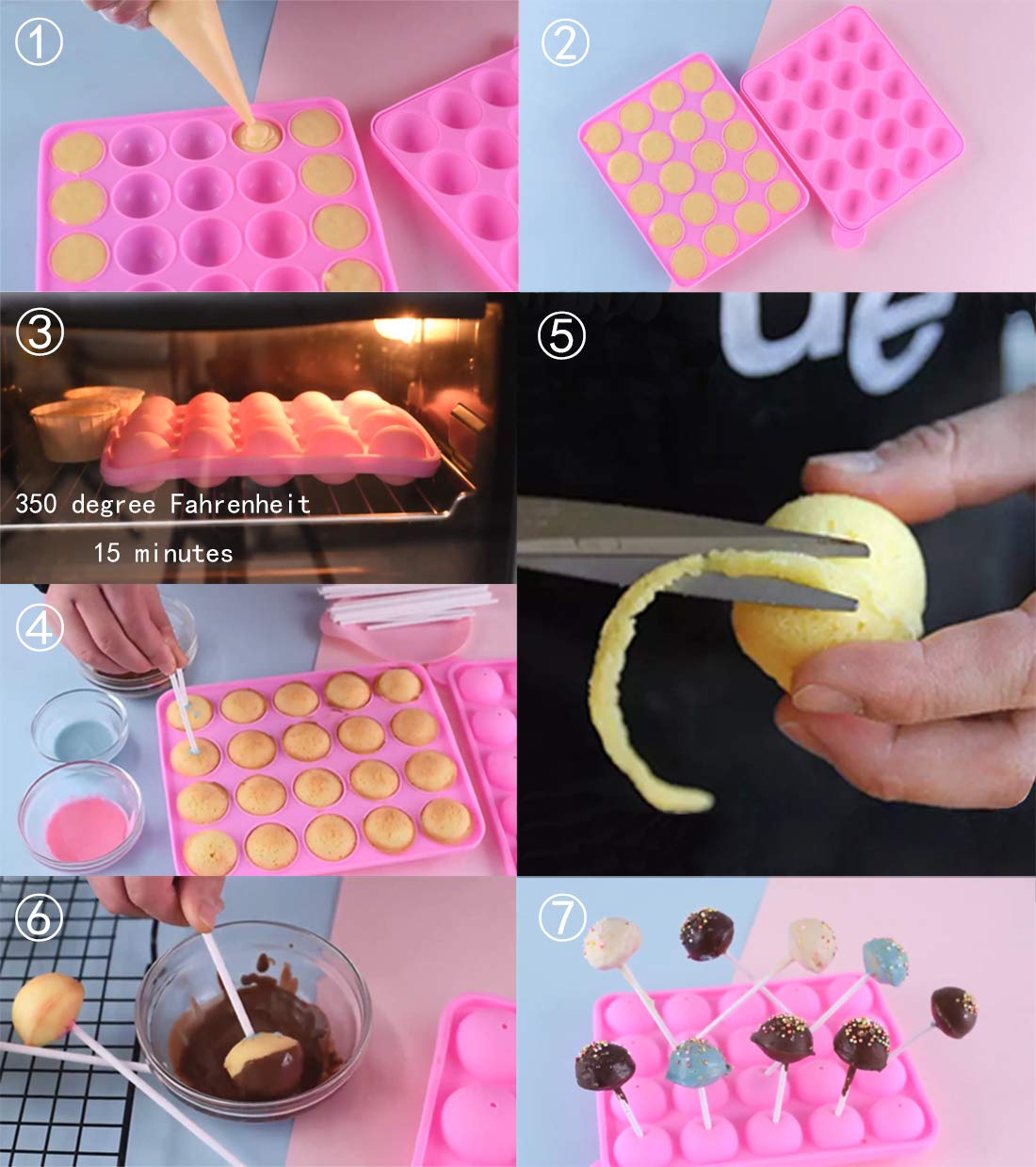 Tosnail 2 Pack Of 20-Cavity Silicone Cake Pop Mold - Great For Hard Candy, Lollipop And Party Cupcake