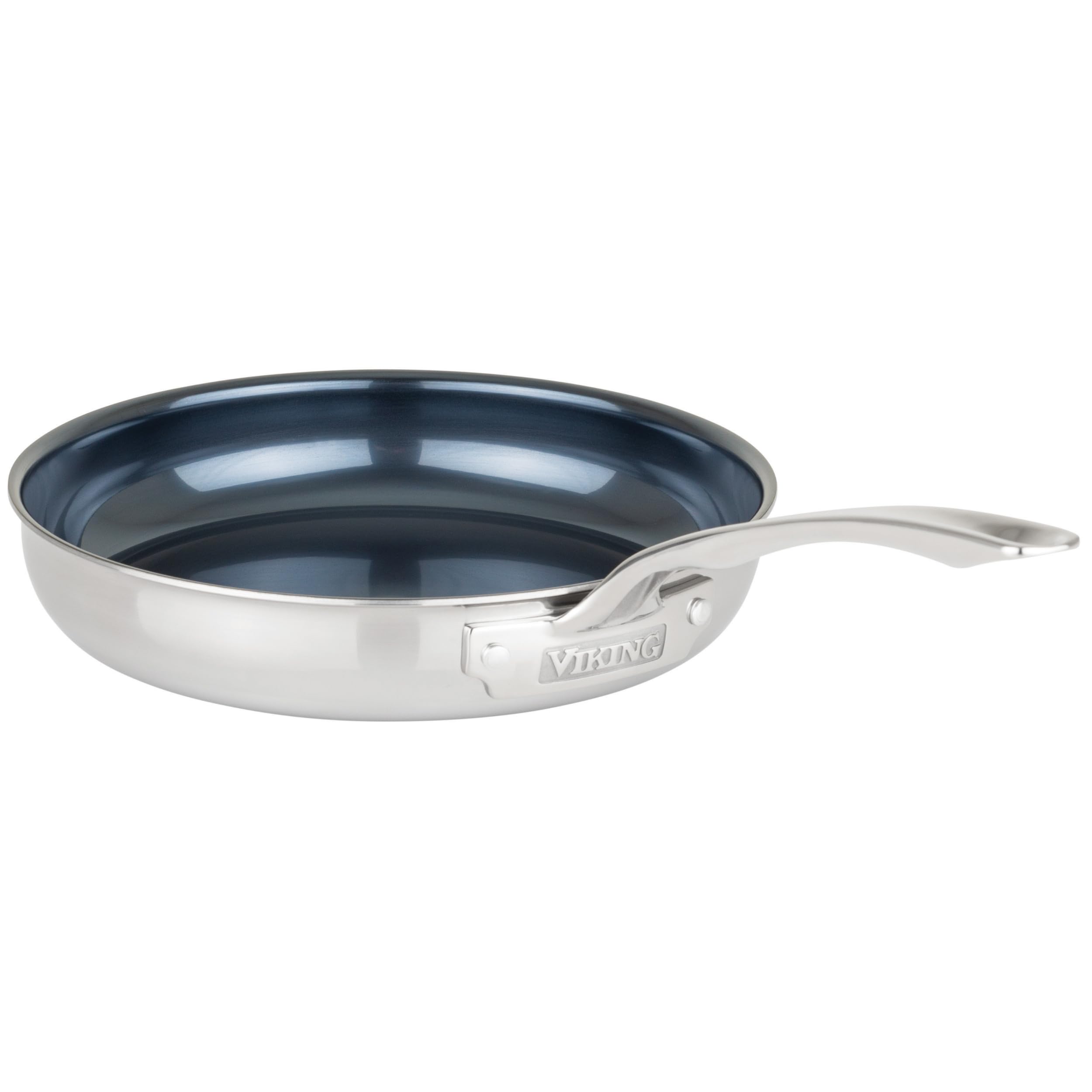 Viking 4-Ply Frying Pan, 10 Inch Laser Clad Titanium Performance Ti Kitchen Cookware, Blue/SIlver