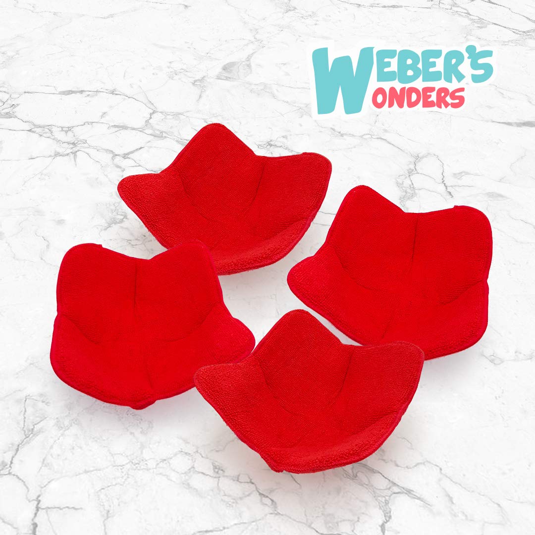 Webers Wonders Microwave Safe Bowl Holder - Heat Resistant Plate Hugger - Multipurpose Polyester Hand Protector from Hot Dishes - Carry Your Soup Rice Pasta Bowl with Our Dish Pads (4)