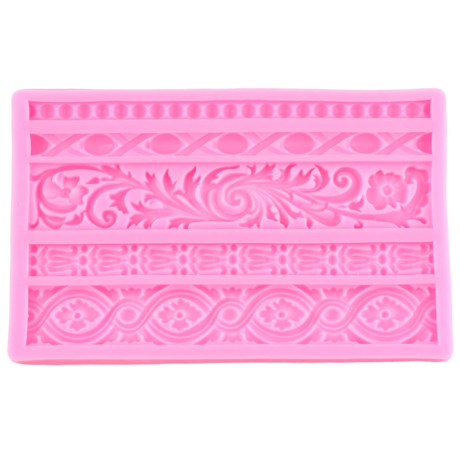 Rfghac Baroque Fondant Molds Scroll Border Lace Silicone Molds Cake Border Molds For Cake Decoration Candy Polymer Clay Cupcake