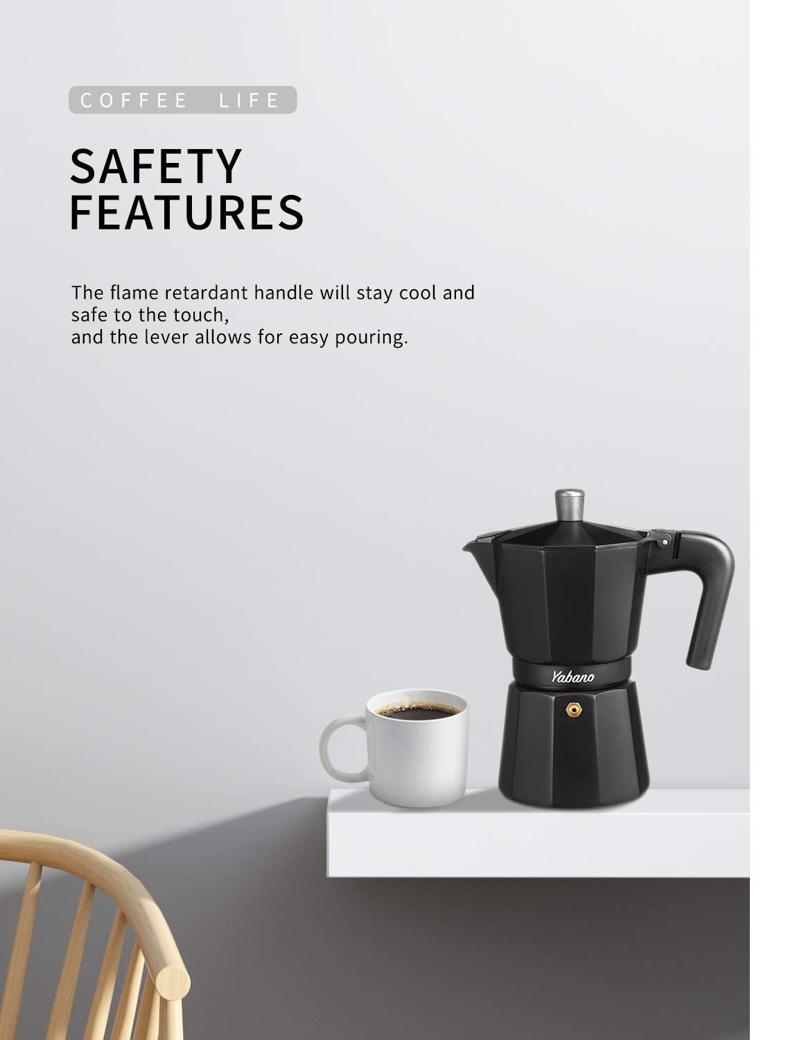 Yabano Stovetop Espresso Maker  6 Cups Moka Coffee Pot Italian Espresso for Gas or Electric Ceramic Stovetop  Italian Coffee maker for Cappuccino or Latte
