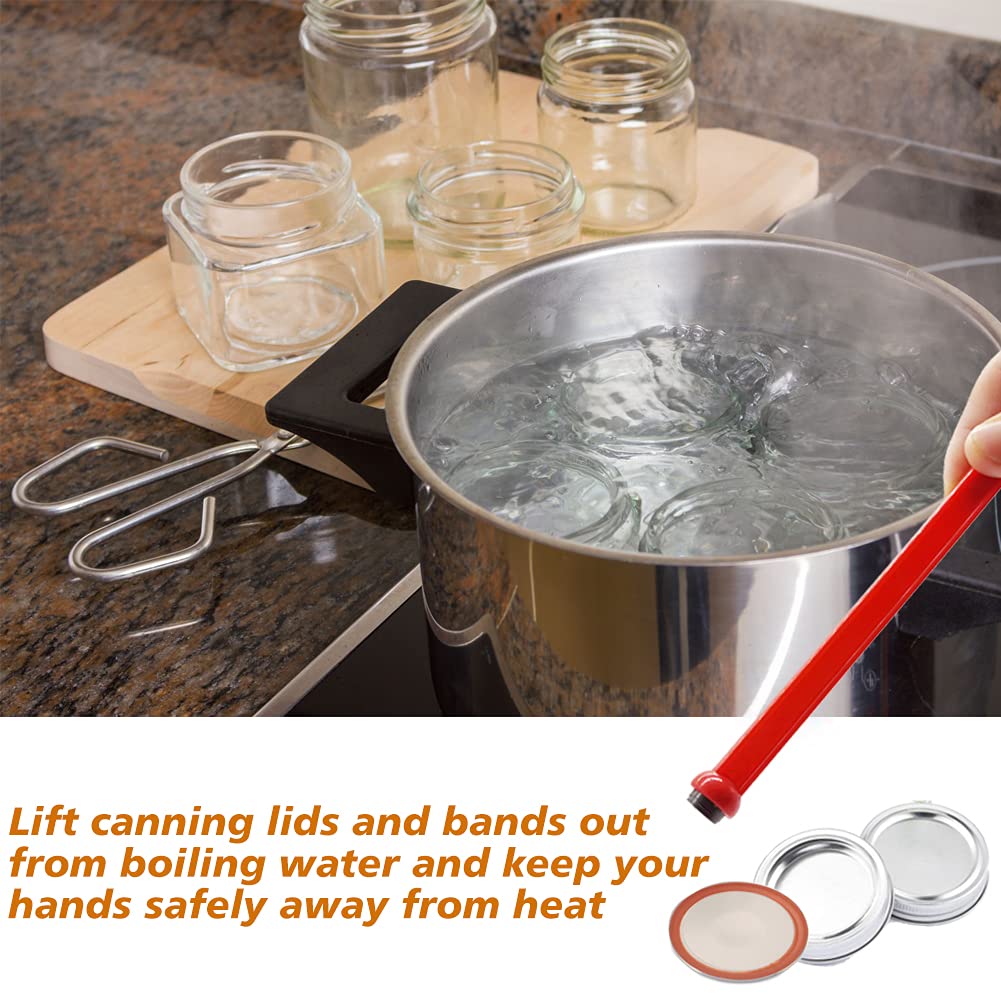 4 Pack Lid Lifter Magnetic Lid Lifter Canning Lid Lifter Canning Supplies Lid Wand Canning Lid Magnetic Lifter Canning Kit Canning Tools for Pots Home Canning of Preserving Fruits and Vegetables  Red