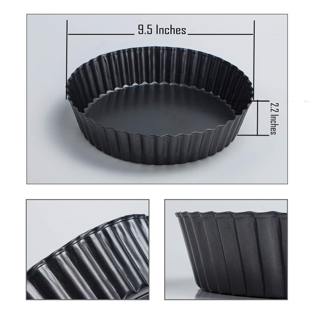 Webake 9.5 Inch Tart Pan Heavy Duty Quiche Pan Removable Bottom Nonstick Deep Baking Dish Pie Plate Pie Mold