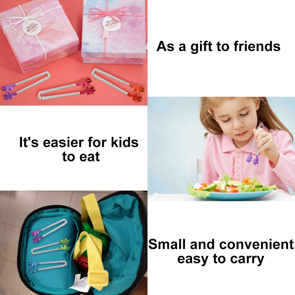 8Pcs Silicone Mini Tongs, 5Inch Hand Shape Food Tongs, Colourful Small Kids Tongs For Serving Food, Ice Cube, Fruits, Sugar, Bar