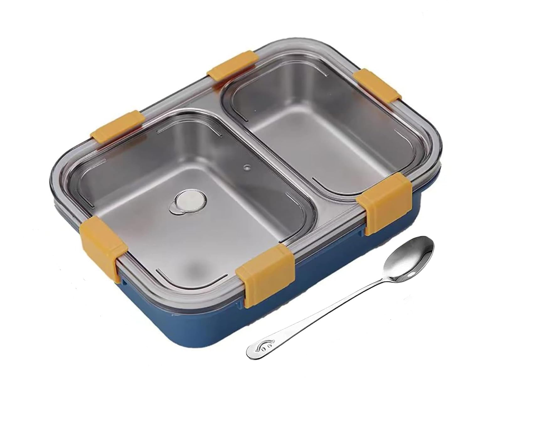 Clazkit 2 Compartment Stainless Steel Lunch Box, Leakage Proof Lunch Box For School Kids And Adults Pack Of 1 Blue,750Ml (C2Cplb