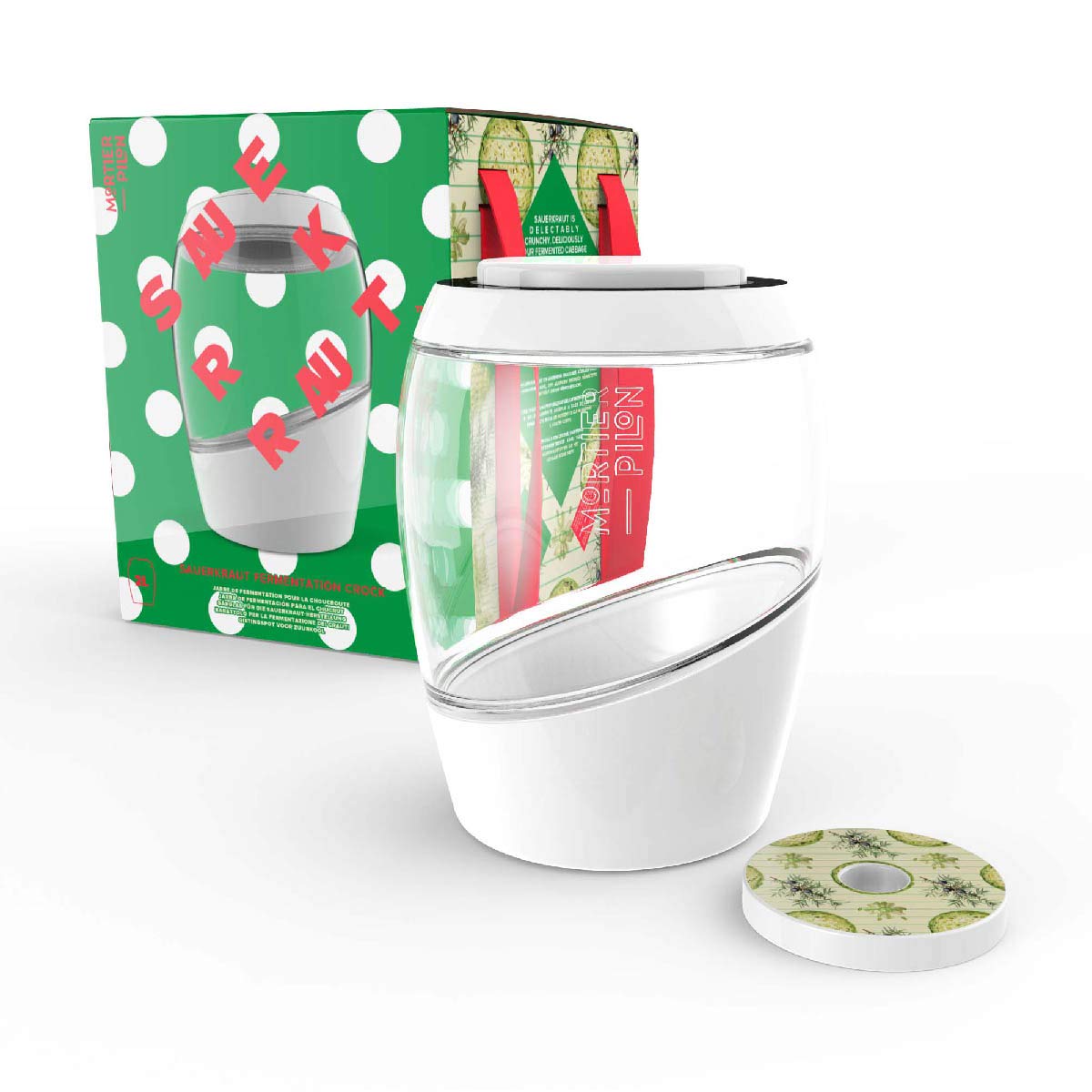 Mortier Pilon Sauerkraut Edition Fermentation Crock-2L Special, Medium, White