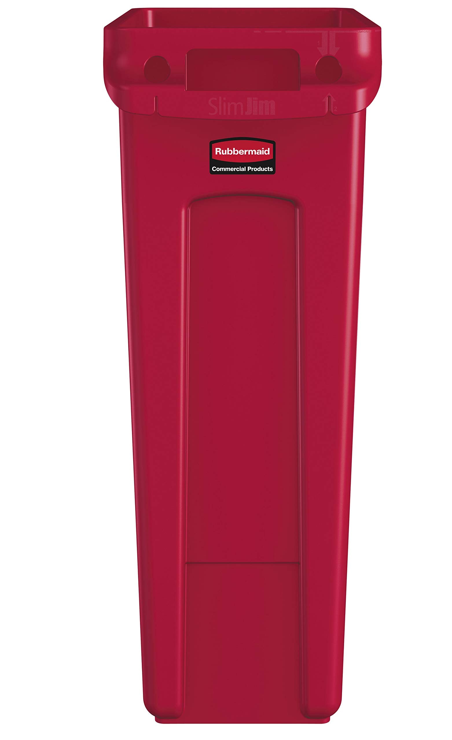 Rubbermaid Commercial Products Slim Jim Trash/Garbage Can With Venting Channels, 23-Gallon, Red, For Kitchen/Office/Workspace, P