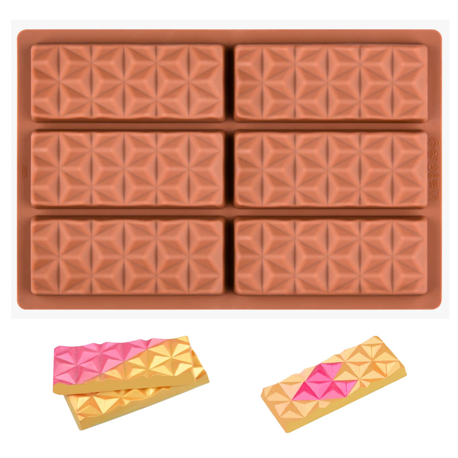 Fimary 1 Pc Break Apart Chocolate Molds Silicone Deep Candy Bar Molds Silicone Shapes, Silicone Molds For Wax Melts Large(Pyrami