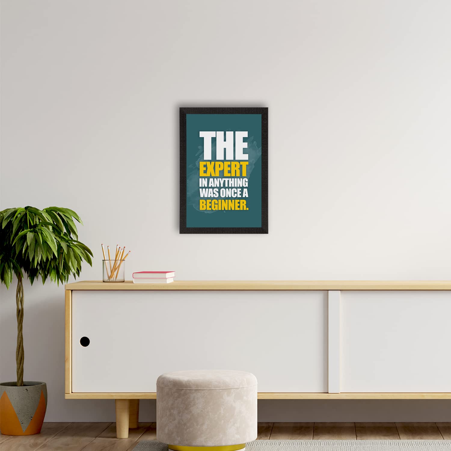 Ecraftindia The Expert In Anything Was Once A Beginner Motivational Quote Satin Matt Texture Uv Art Painting