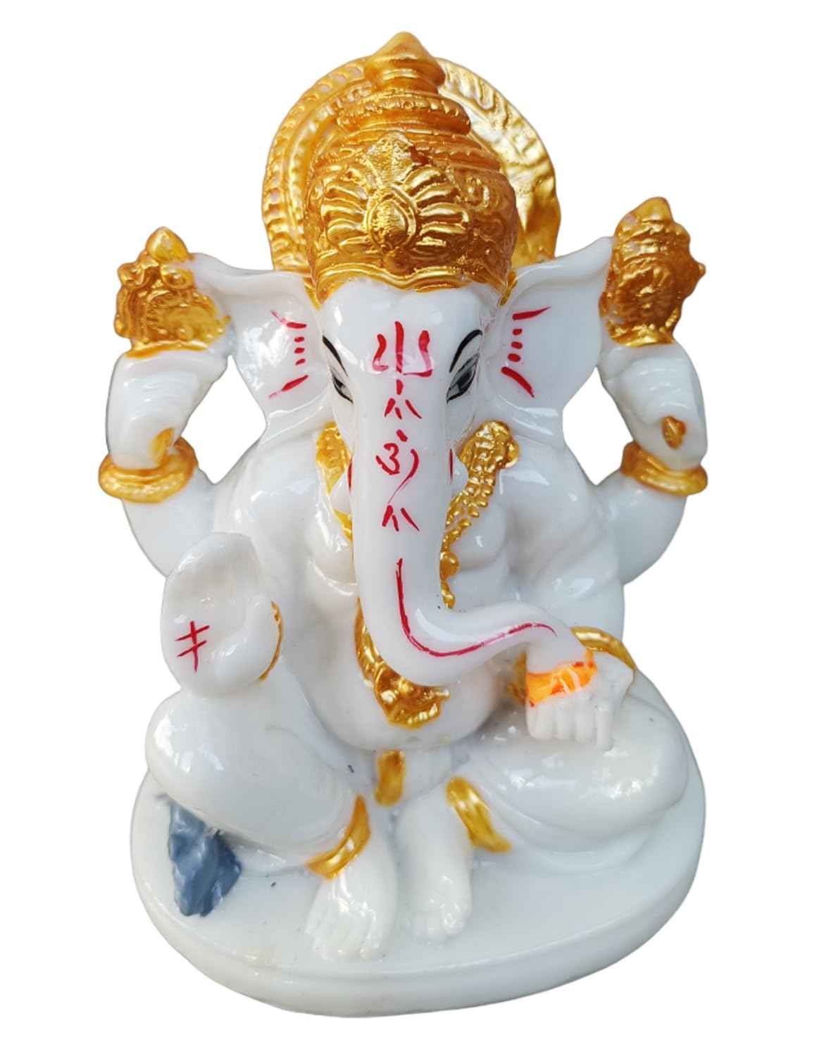 Rudram Arts Marble Finishing Ganesha Statue Ganesh Ganpati Idols For Home Office Decor (12 Cm X 7 Cm)