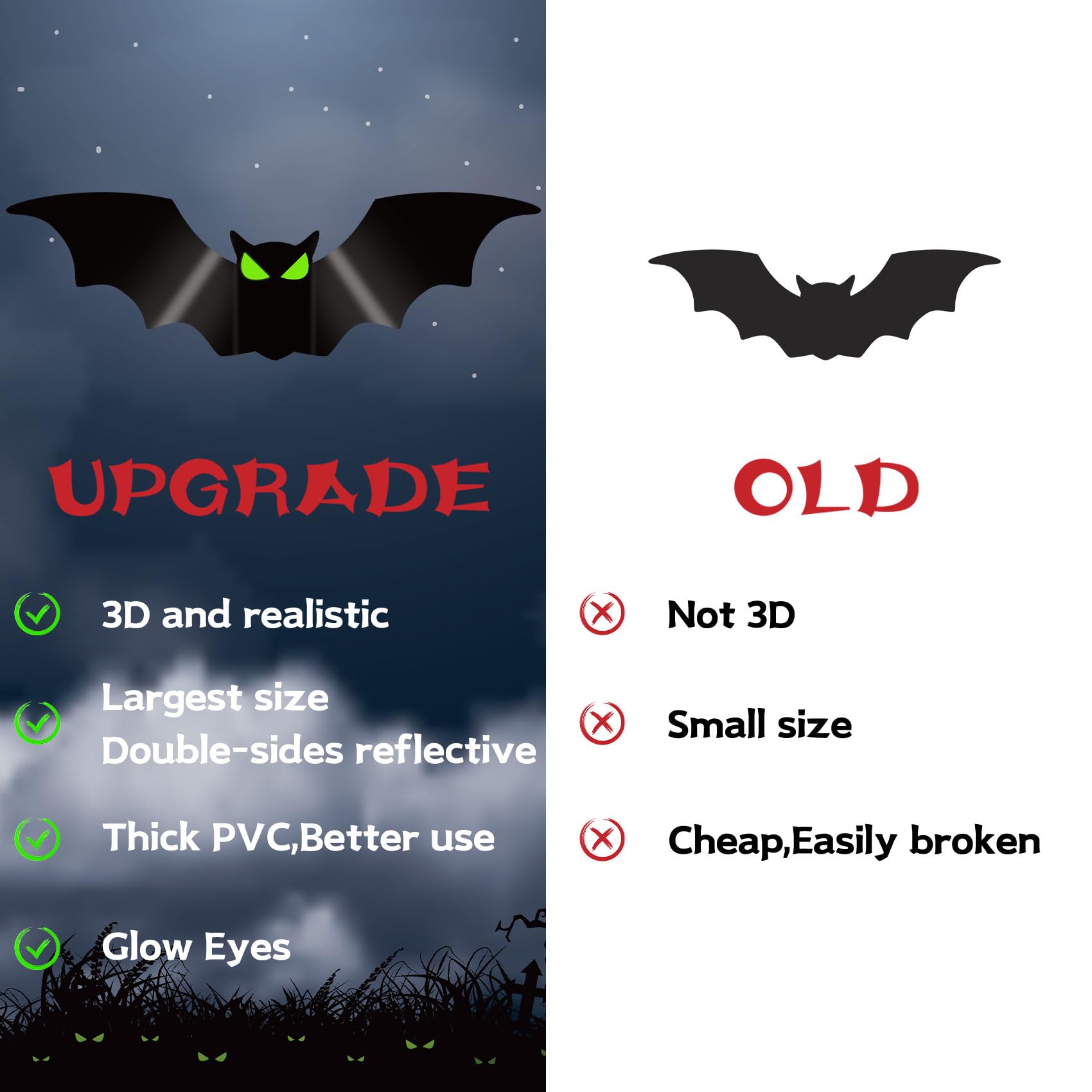 Halloween Decorations Indoor - Bats Halloween Decorations Plastic Spooky Scary Creepy 3D Bats For Halloween Party Bathroom Kitch