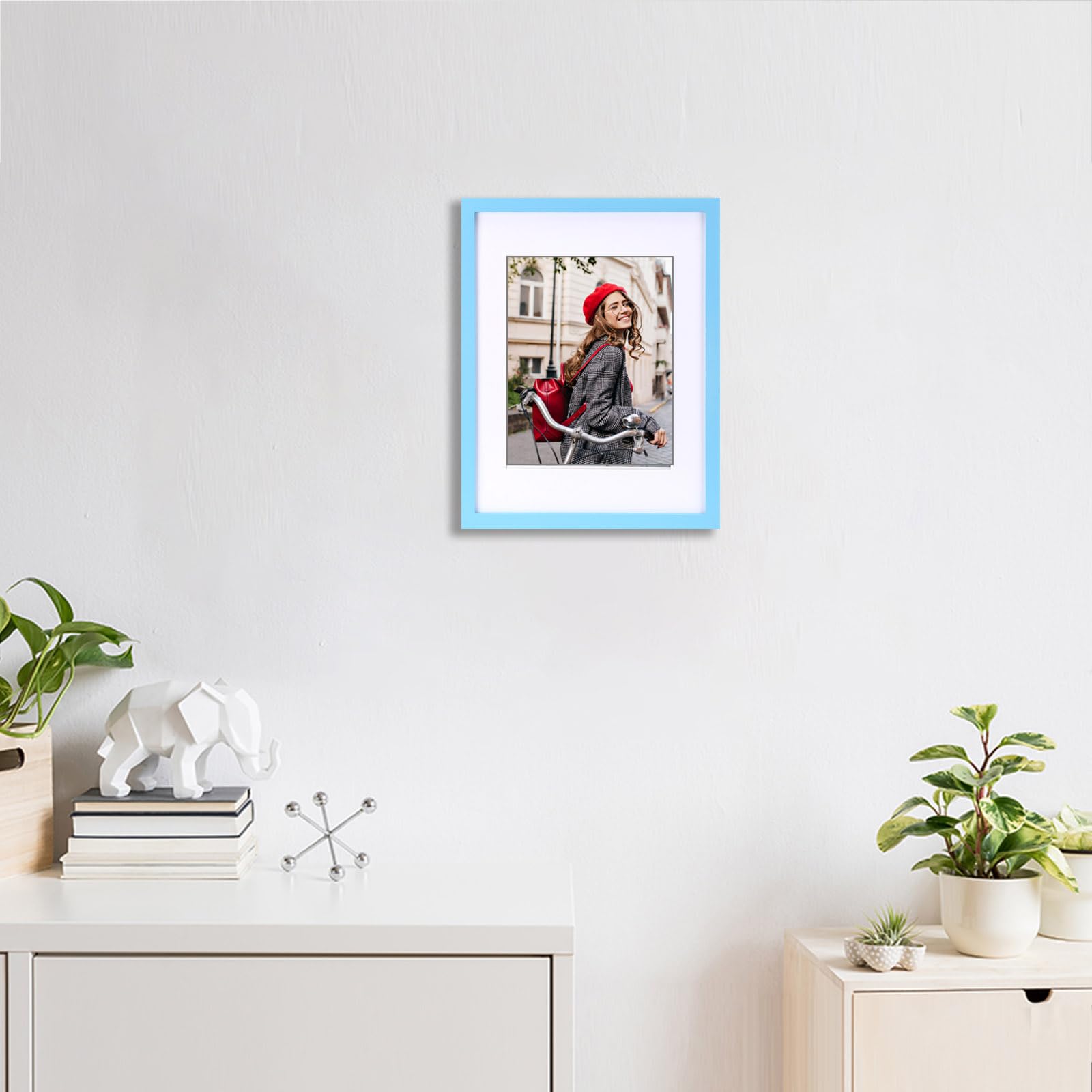 wyooxoo 11x14 Picture Frame Made of Solid Wood Blue Photo Frames Display Pictures 8x10 with Mat or 11x14 Without Mat Colorful Fr