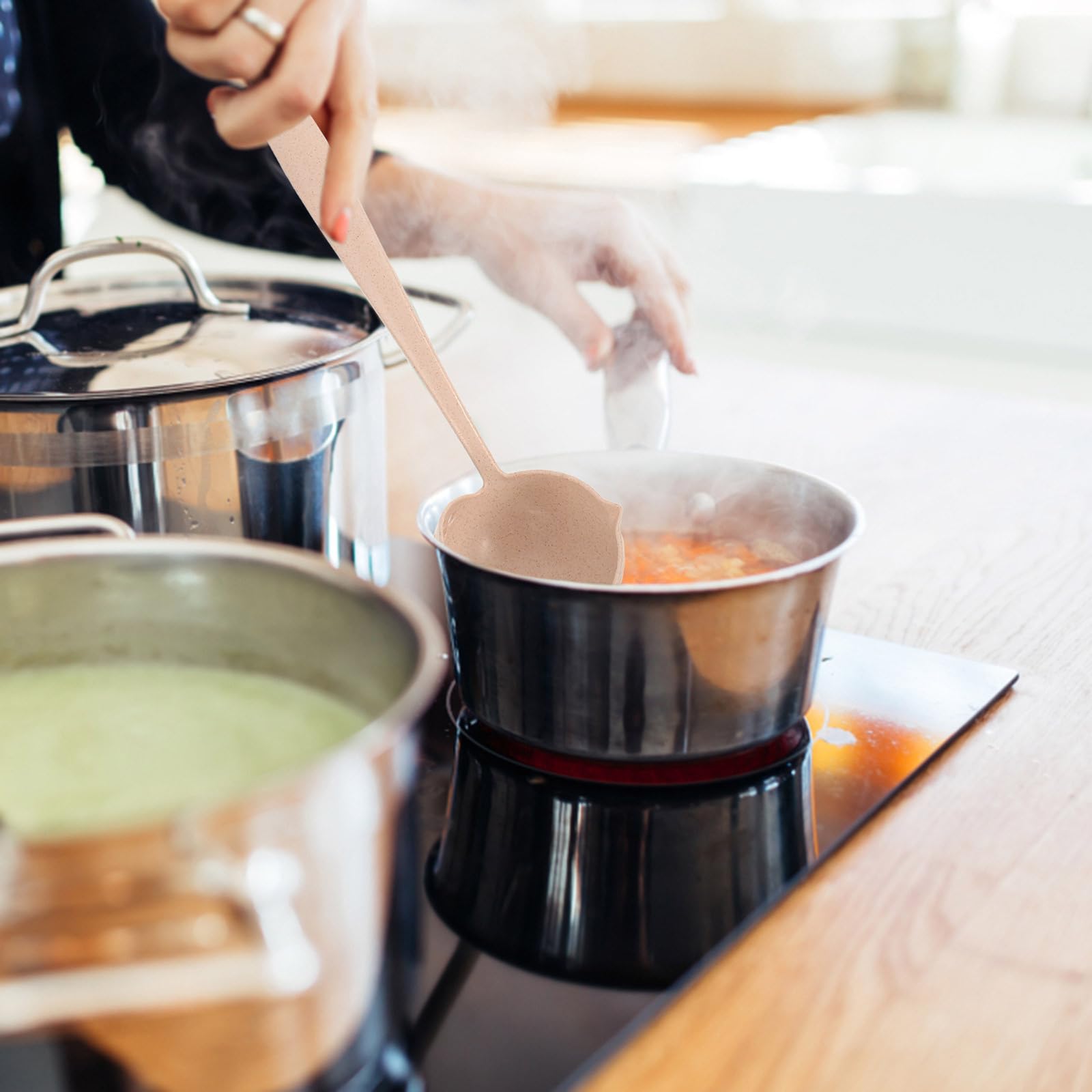 Hanabass Soup Ladle Silicone Soup Ladle 2 In 1 Plastic Straining Ladle Soup Pan Spoon With Filter Strainer Kitchen Dinnerware Co