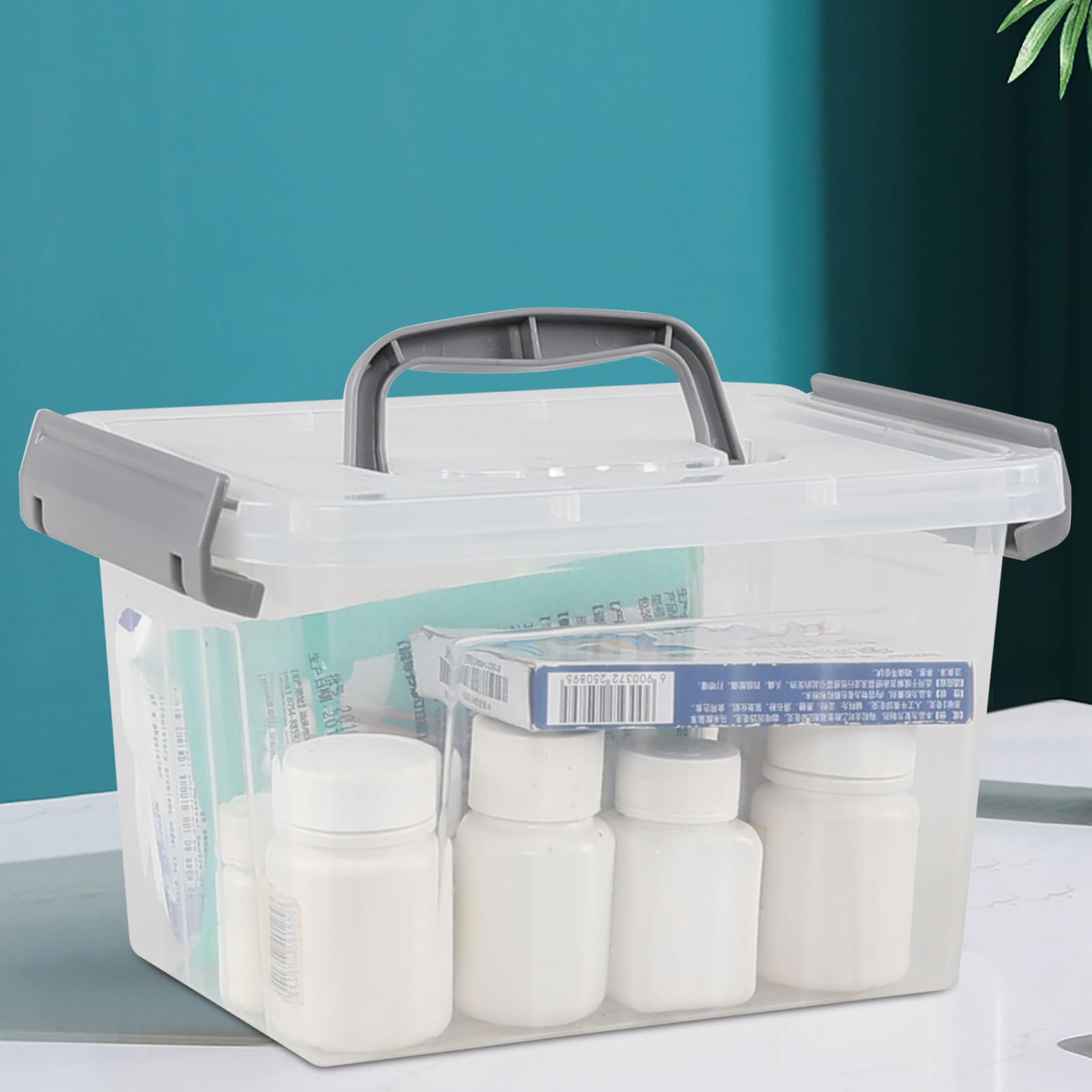 Waikhomes 6-Pack 6 Quart Plastic Storage Box, Small Latch Lidded Bin With Handle, Clear