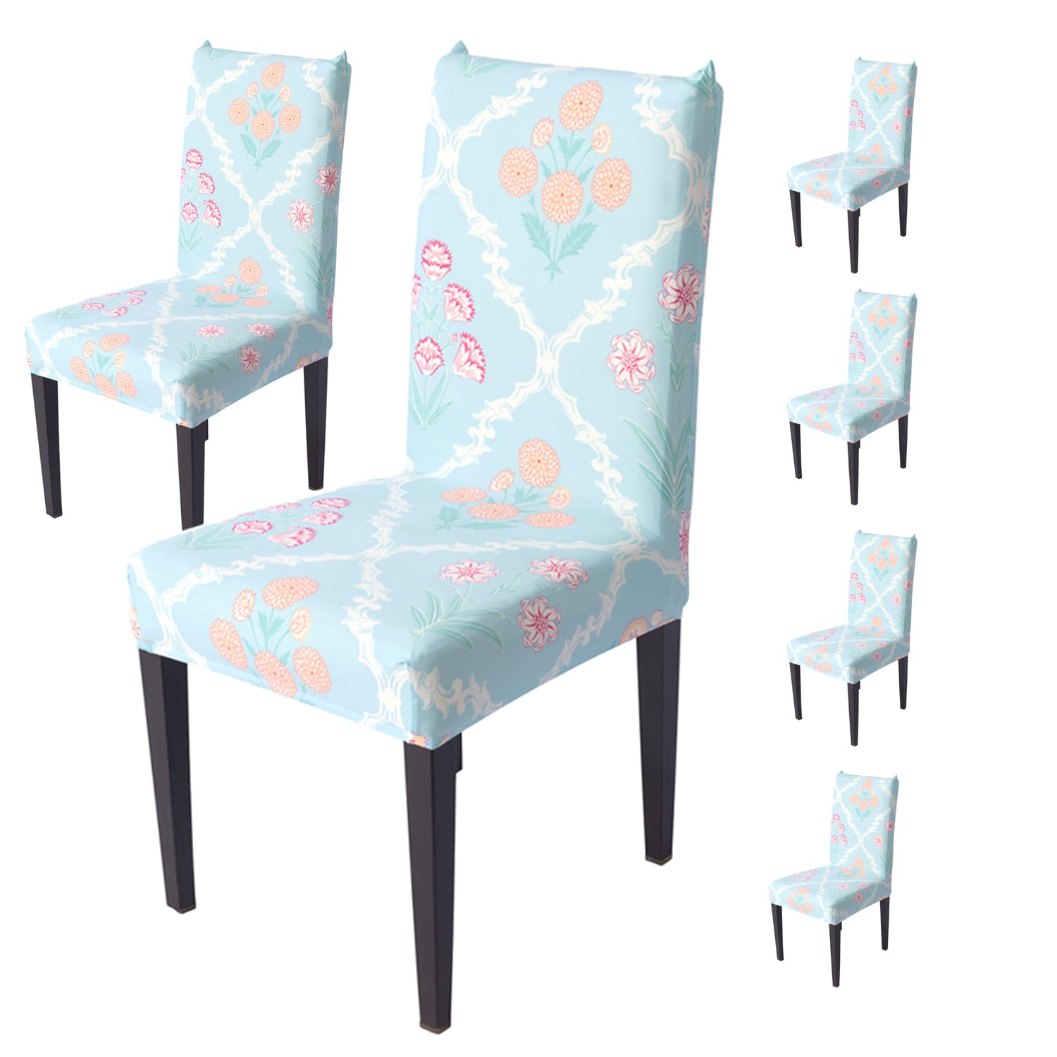 House Of Quirk Elastic Chair Cover Stretch Removable Washable Short Dining Chair Cover Protector Seat Slipcover (Pack Of 6, Guls