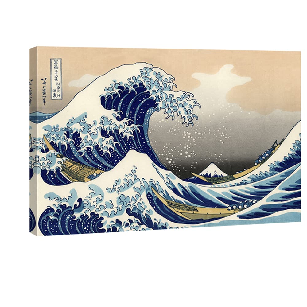 Wieco Art Great Wave Of Kanagawa Katsushika Hokusai Extra Large Modern Gallery Wrapped Giclee Canvas Prints Abstract Seascape Se