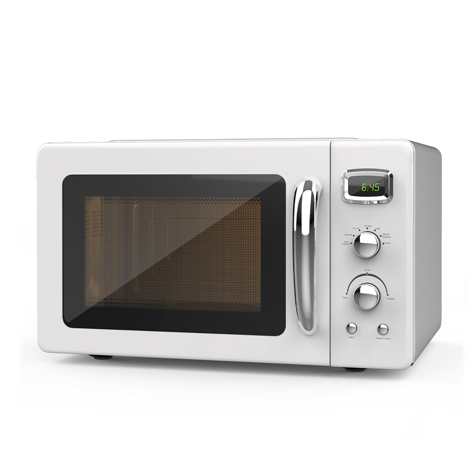 Retro Countertop Microwave Oven, SIMOE Compact Microwave Oven 0.9 cu.ft. W/Child Lock, 5 Micro Power, Defrost & 8 Auto-cooking, 