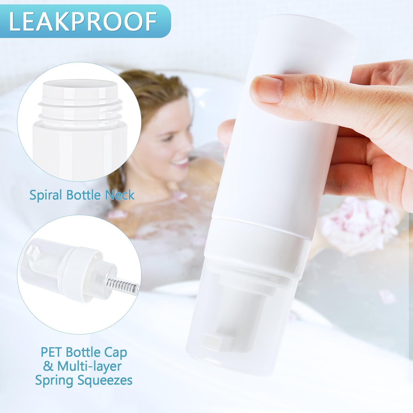 Foam Pump Bottle 150Ml/5 Oz Empty Plastic Foam Dispenser Pump Bottle Travel Large Refillable Bpa Free Lotion Bottles For Shampoo