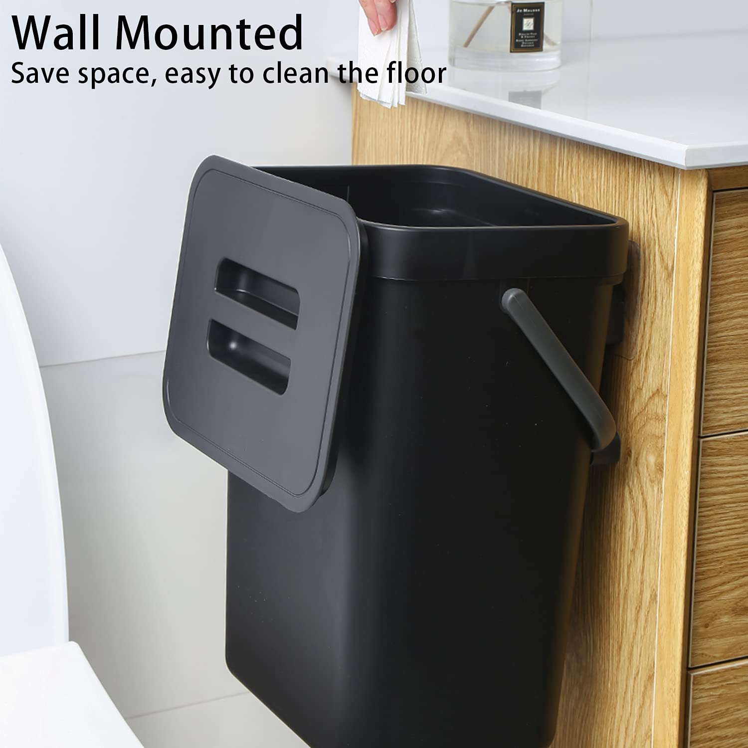 Stonespace Under Sink Trash Can,Kitchen Compost Bin, Diaper Pail, 3.2 Gallon/12L Hanging Garbage Can For Baby Crib/Bathroom/Cupb