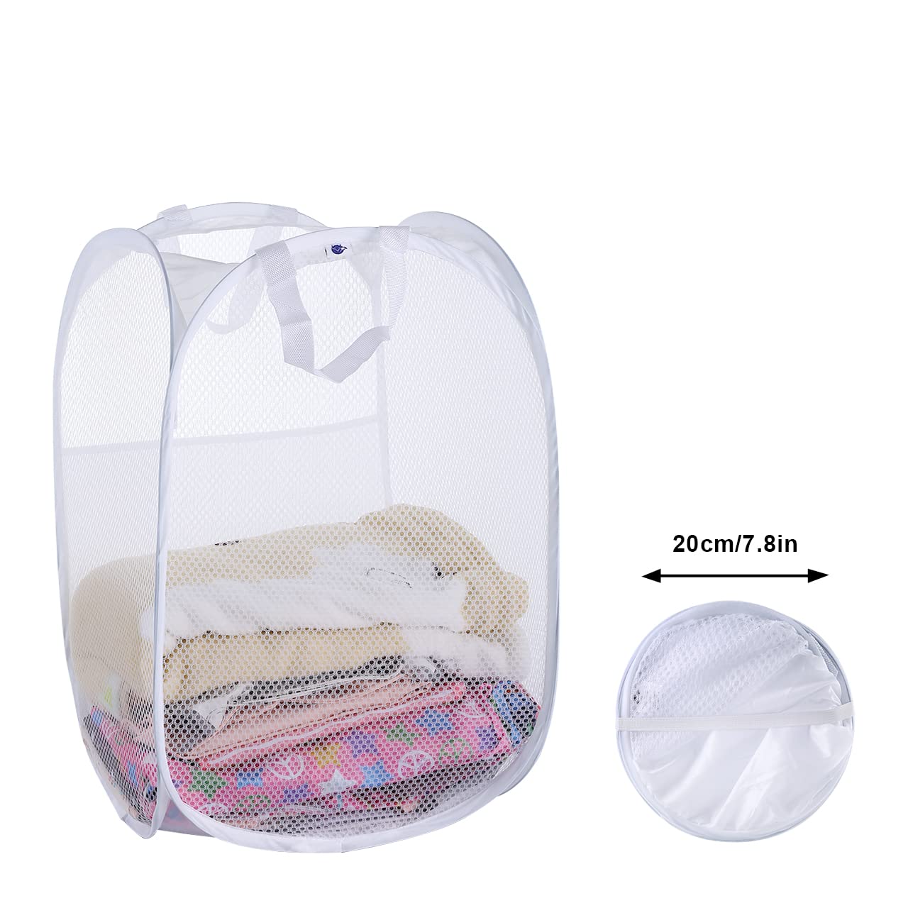 Spinfox Pop Up Collapsible Laundry Baskets, 2 Pack Foldable Mesh Popup Laundry Hamper With Reinforced Carry Handles, Mesh Laundr