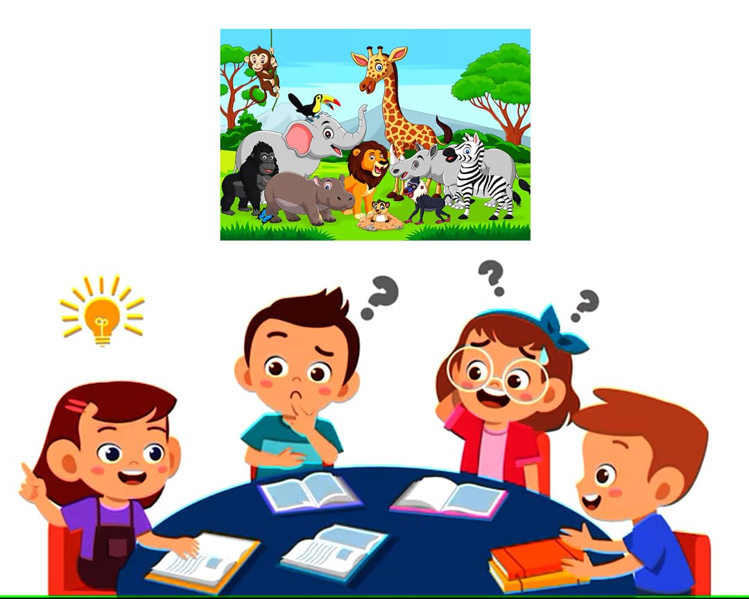 My D Square Cartoon Poster, Beautiful Animals Wall Paper For Kids School Living Room Bedroom Size 60 X 90 Cm Self Adhesive Vinyl