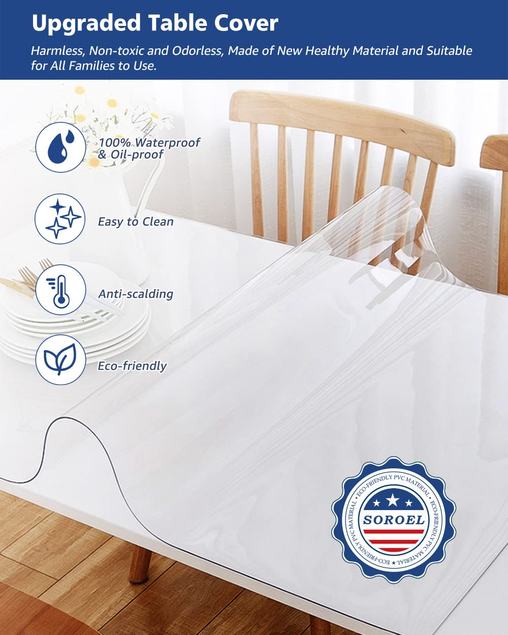 38X48 Inch Clear Vinyl Tablecloth Pvc Table Protector Mat Plastic Tabletop Protection Cover Rectangle Office Desk Pad Carpet Pro