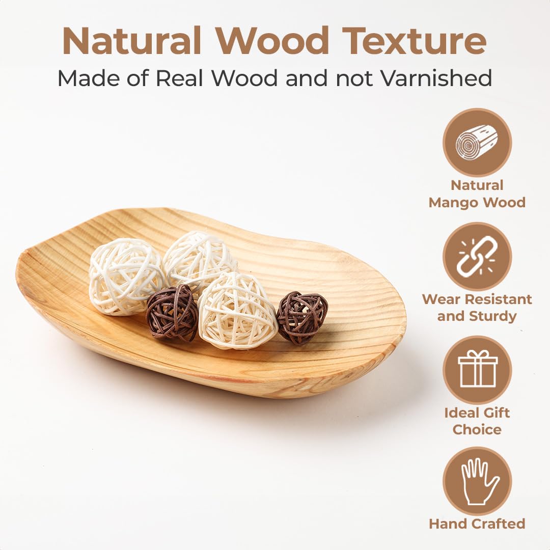 Decor & More - Wooden Handmade Bowl for Serving || Mango Bowl || Gift for Housewarming || Creative Living Room Real Wood Decorat