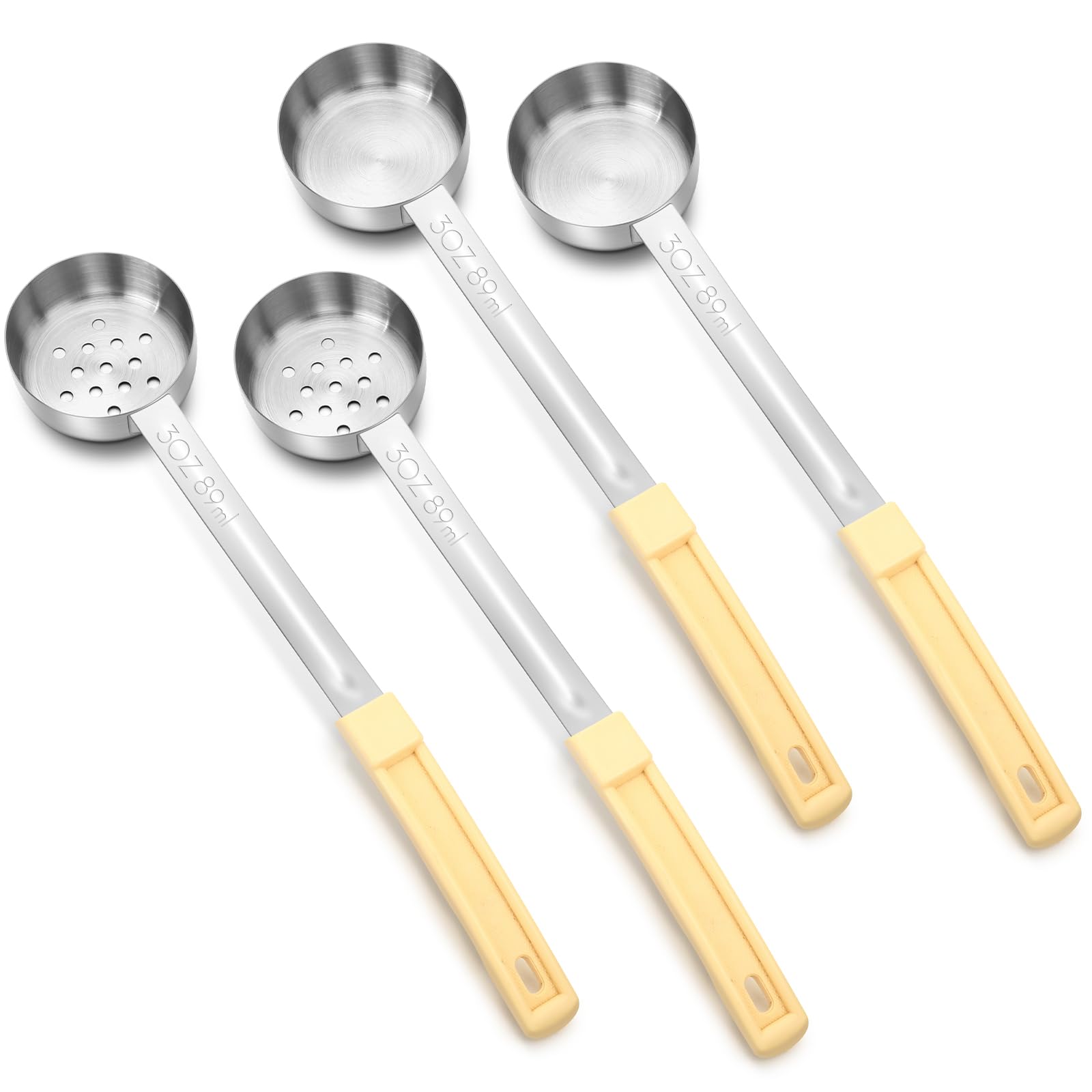 Teenyyou 4 Pcs Portion Control Serving Spoons Measuring Ladles, Beige, 3oz